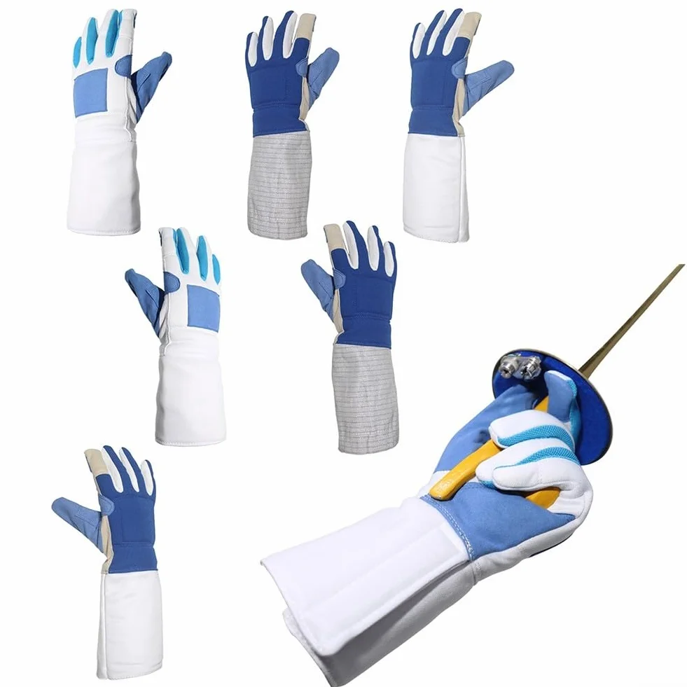 Guantes de esgrima de aluminio antideslizantes poliéster para entrenamiento competición adultos