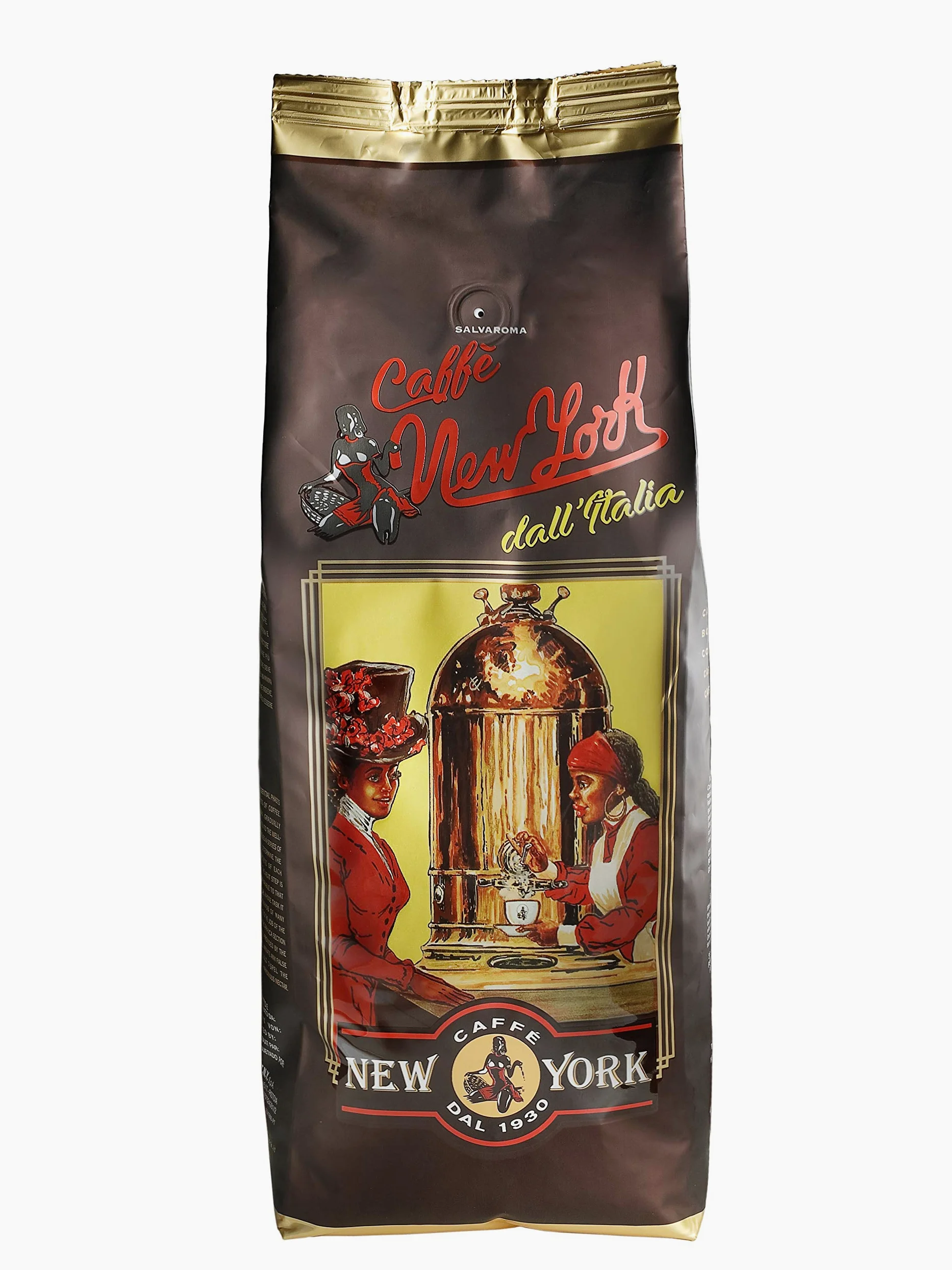 Café New York - EXTRA P - Café en grano, sabor fuerte e intenso, Arábica y Robusta en grano, para moler, café espresso italiano, mezcla para bares - desde 1930-1 kg, en grano