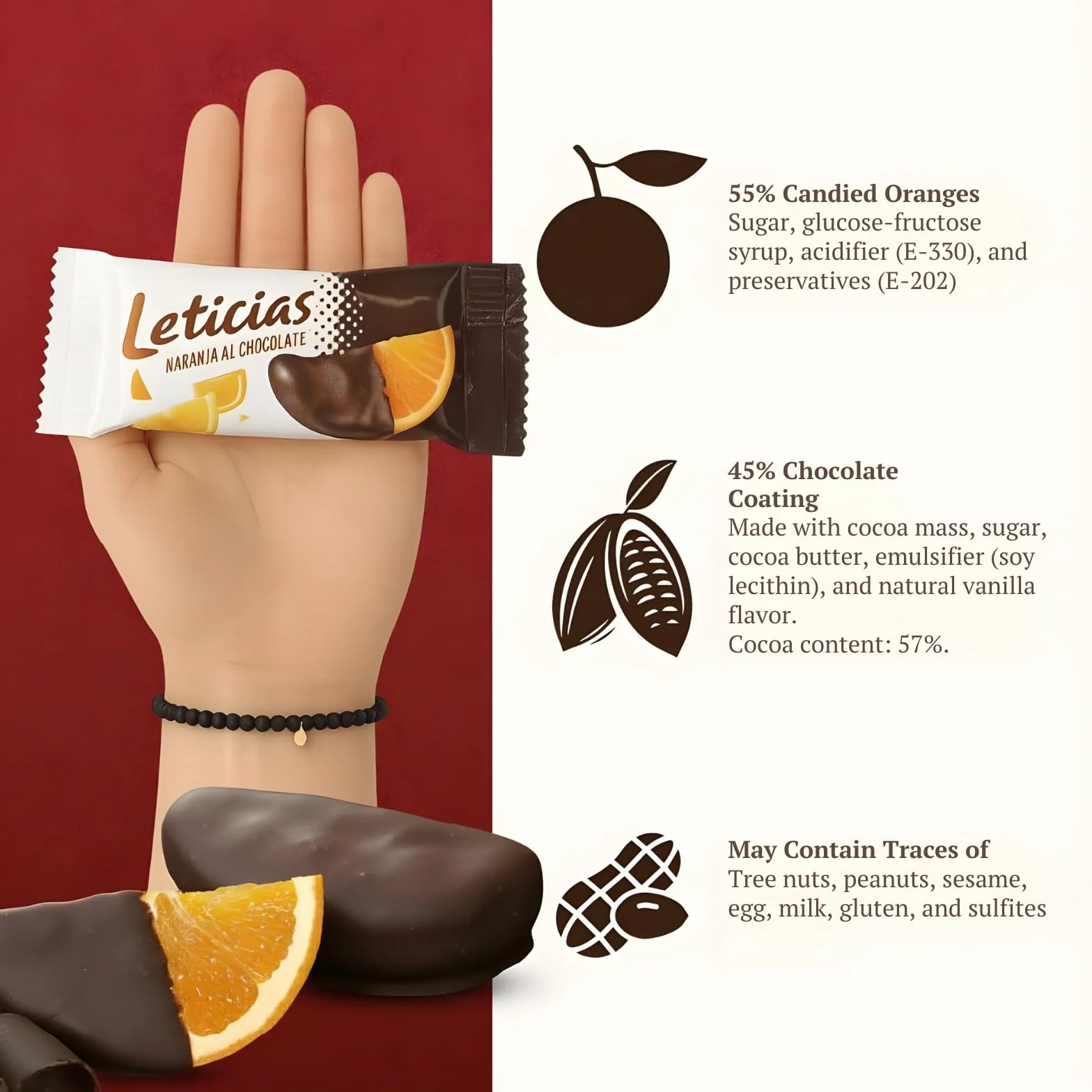 LAPASION - Gajos de naranja confitada con chocolate bolsa 1Kg (leticias).