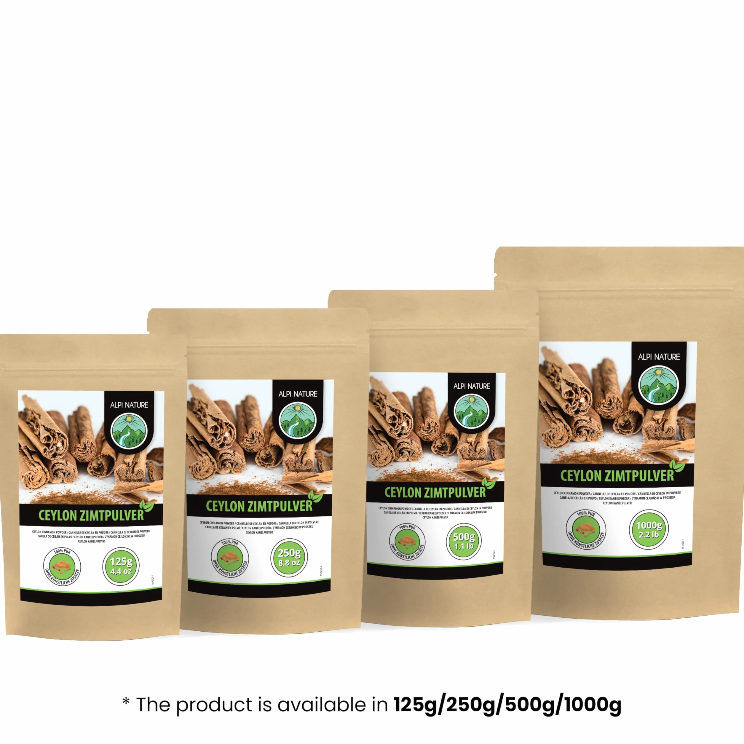 Alpi Nature Canela de Ceilán en Polvo 250g, Palitos de Canela de Ceilán Molidos en Polvo