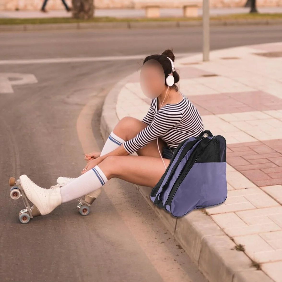 Bolsa para patines de mujer, hielo, esquí, hockey sobre hielo adulto (morado)