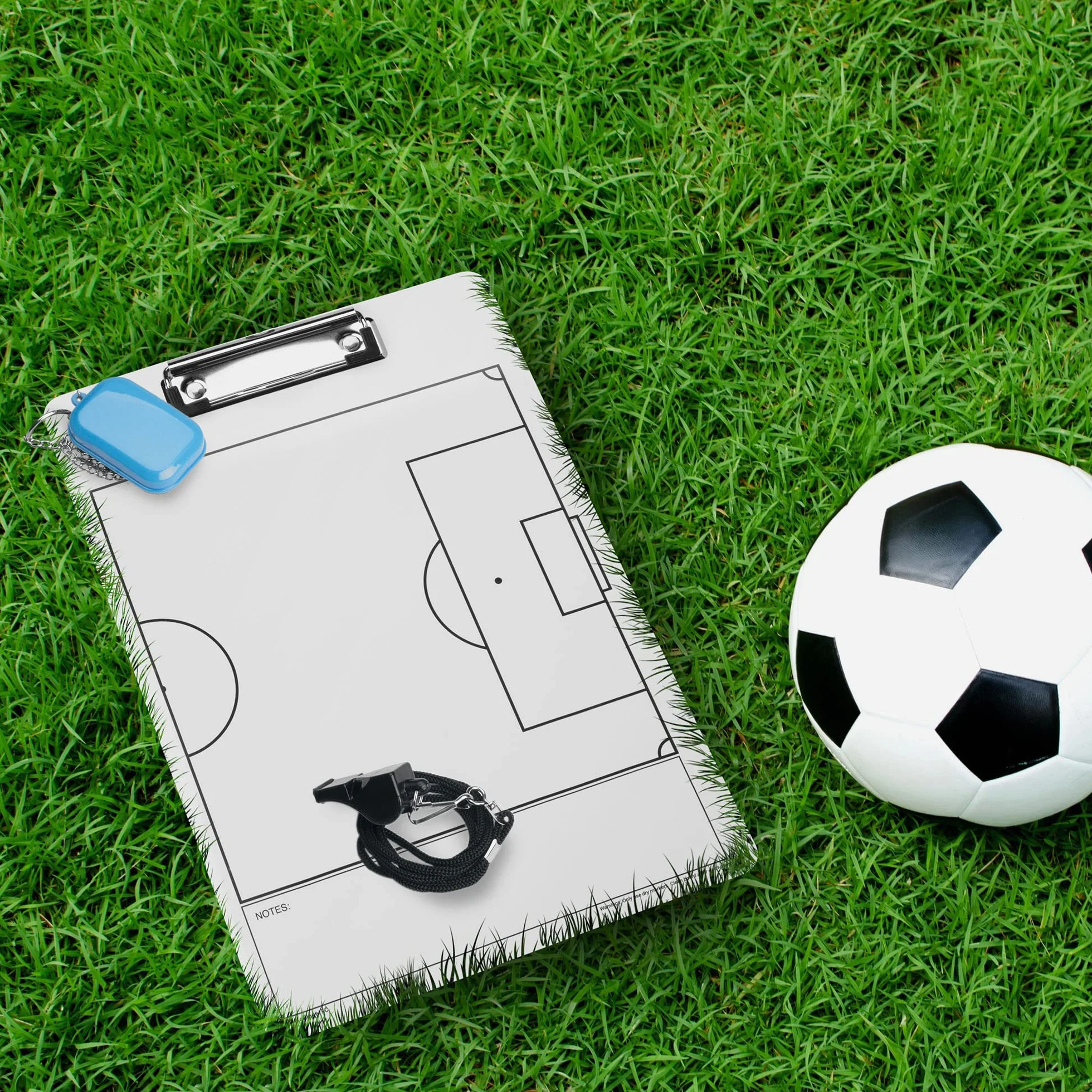 Pizarra Táctica Fútbol Reversible para Entrenadores con Silbato, Hojas y Bolsa