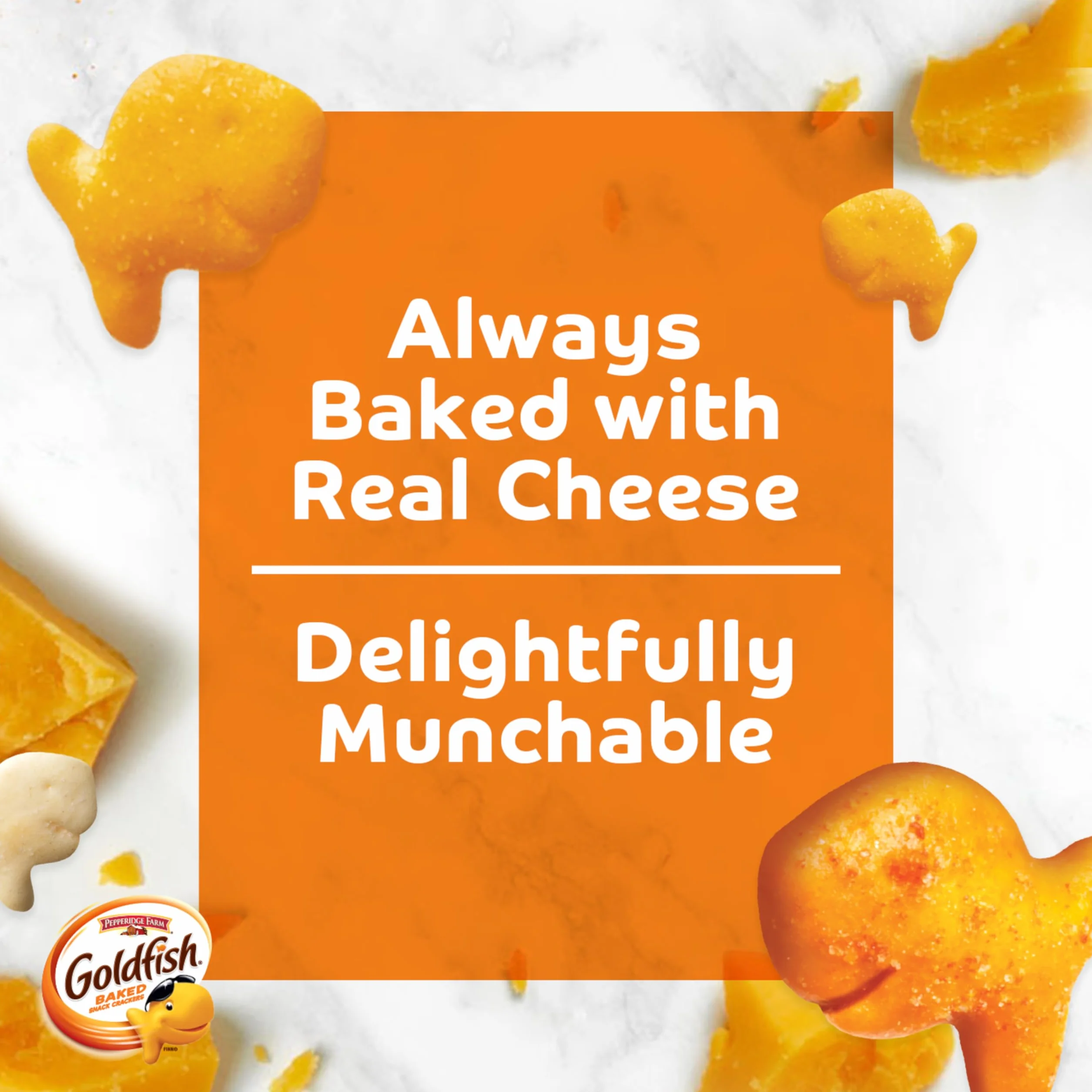 Pepperidge Farm Goldfish Crackers Say Cheeeese variedad con cheddar, pizza y parmesano, 20 paquetes de aperitivos