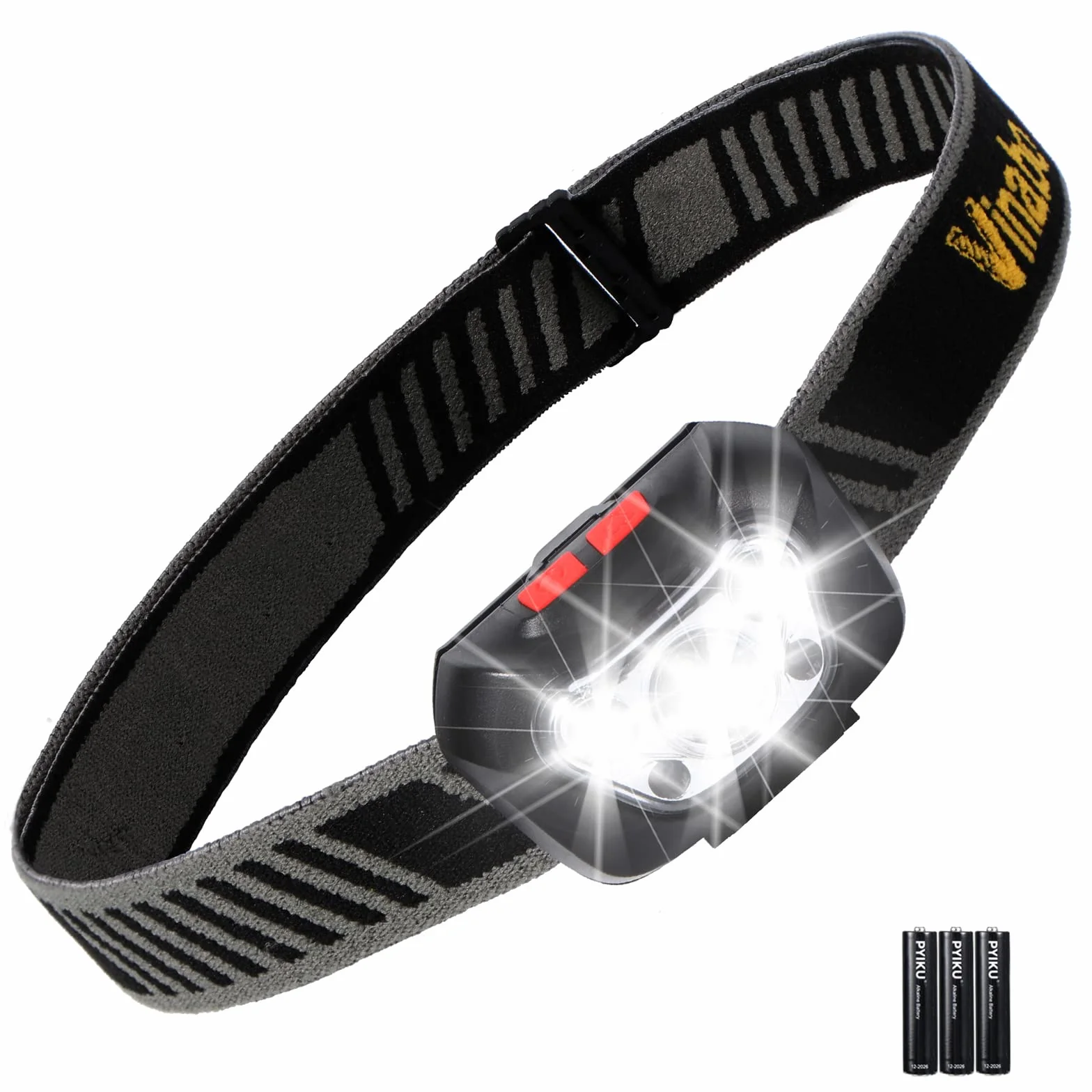 Vinabo Linterna Frontal LED 500 LM 6 Modos Ajustable 30° para Ciclismo Correr Lectura con Pilas AAA