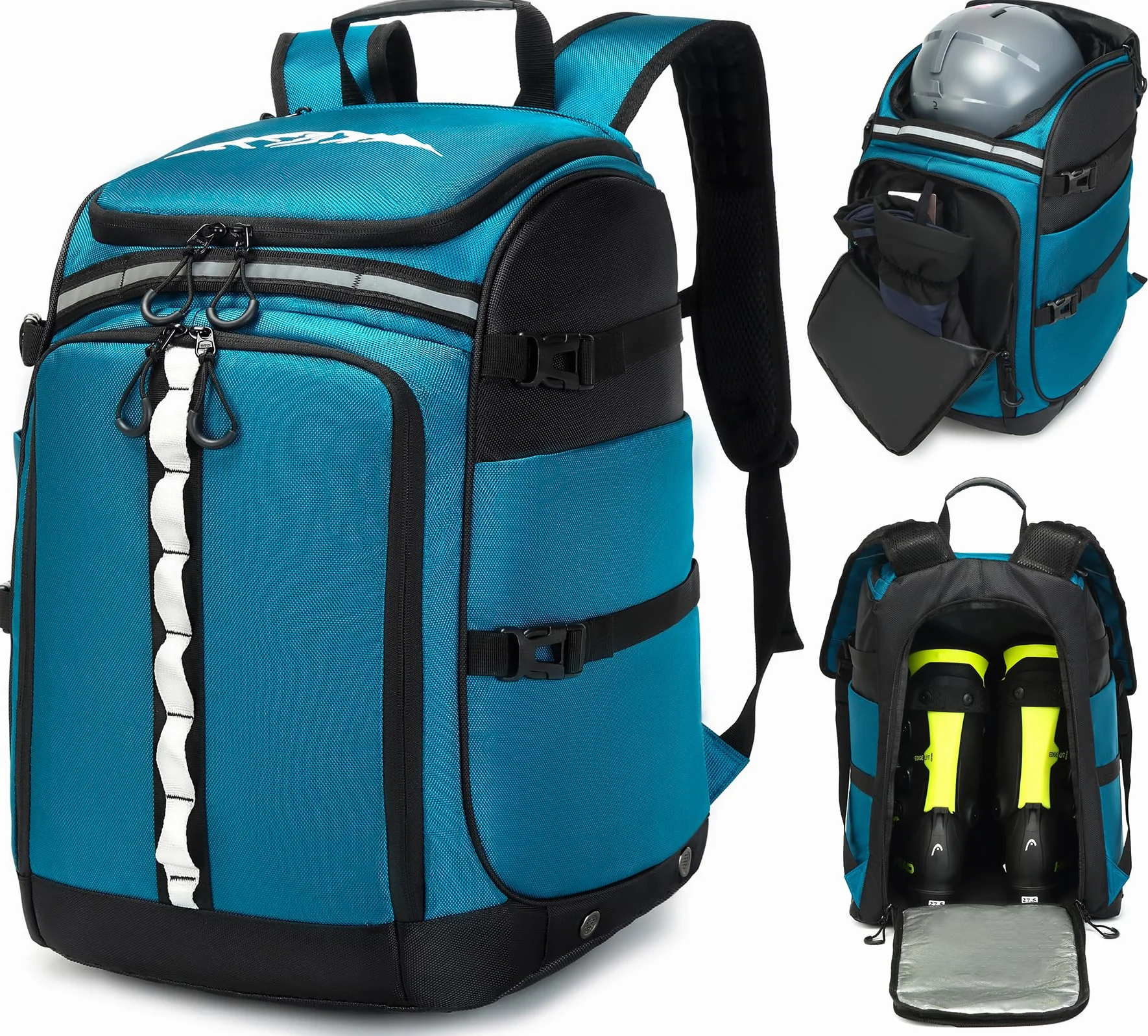Mochila de Esquí 50L Bolsa Nailon Compartimento Casco Botas