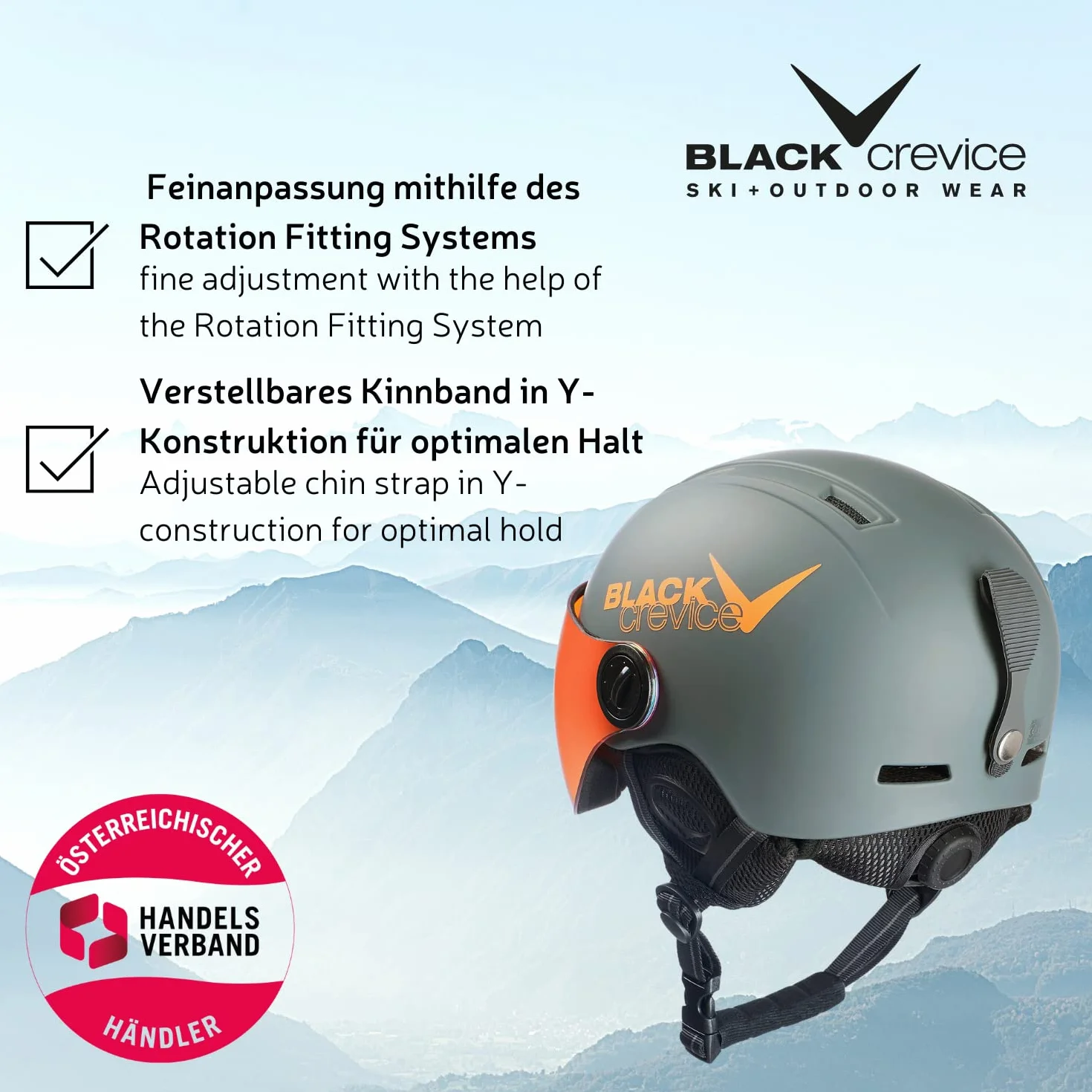 BLACK CREVICE Casco de esquí para niños Leogang Visera Estilo Piloto Transpirable Tamaño Ajustable