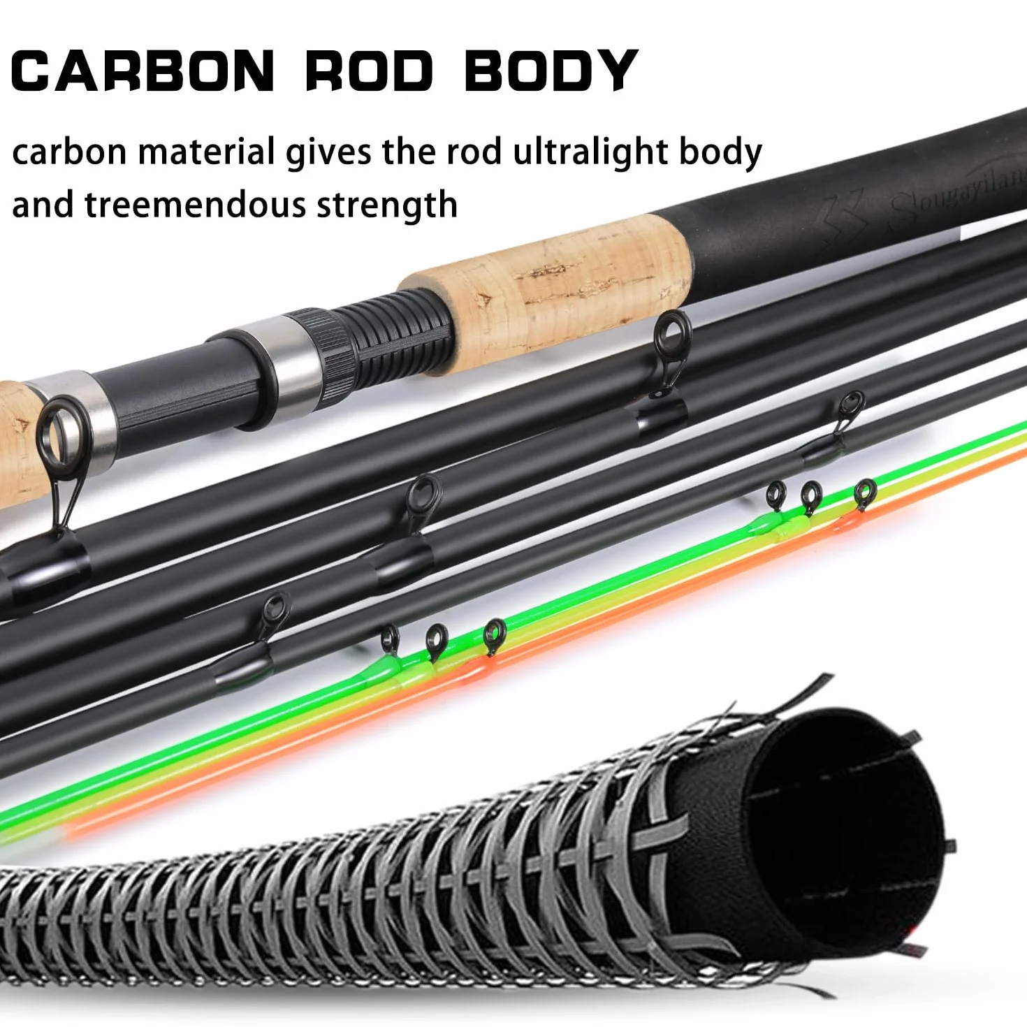 Sougayilang Feeder Rod Caña de pescar portátil 3 puntas
