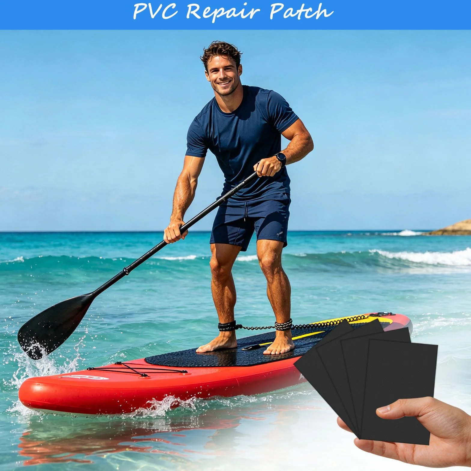 Parche de Reparación de PVC Impermeable, 4 Piezas, para Kayak, Bote Inflable, Canoa