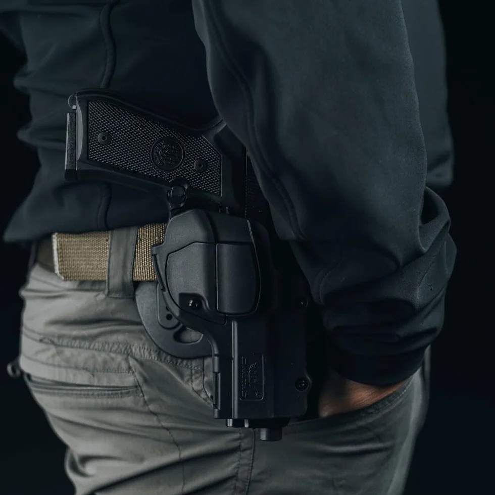 Beretta 92 Funda de polímero OWB para pistola militar, cinturón exterior táctico, abierta para diestros negro