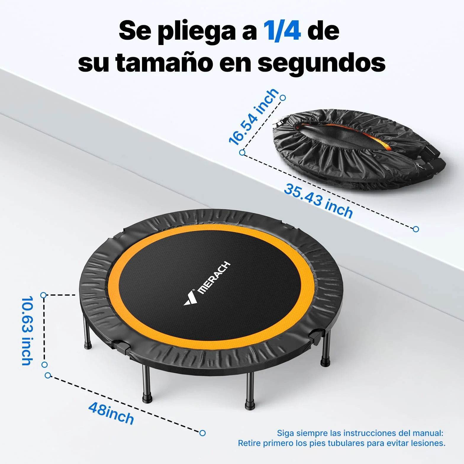 MERACH Trampolin Fitness Adultos 102cm 122cm Camas Elasticas Plegables Carga Maxima 330 LB
