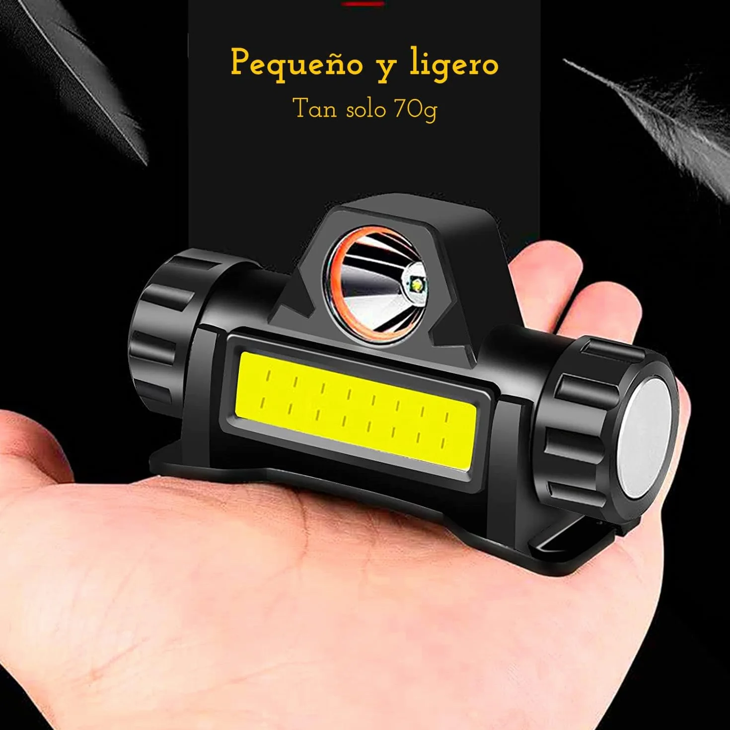 CREADY® Pack 2 Linterna Frontal LED Recargable, Luz Cabeza Alta Potencia Impermeable para Correr, Excursión Ciclismo
