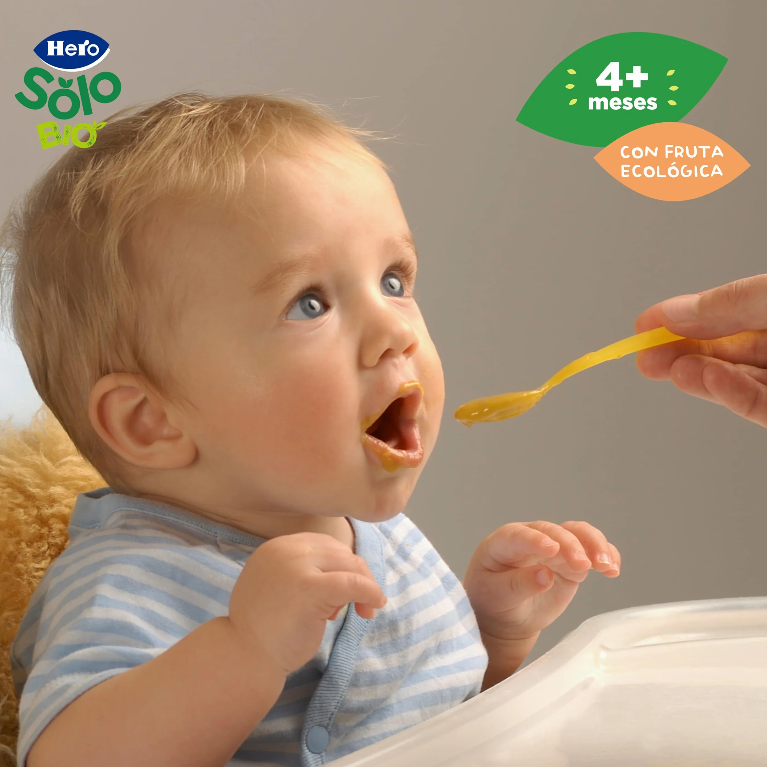 Hero Solo Bio Tarritos de Manzana, Melocotón y Plátano 100% Ecológico, con Ingredientes Naturales para bebés desde los 4 meses - Pack de 12 x 190 g