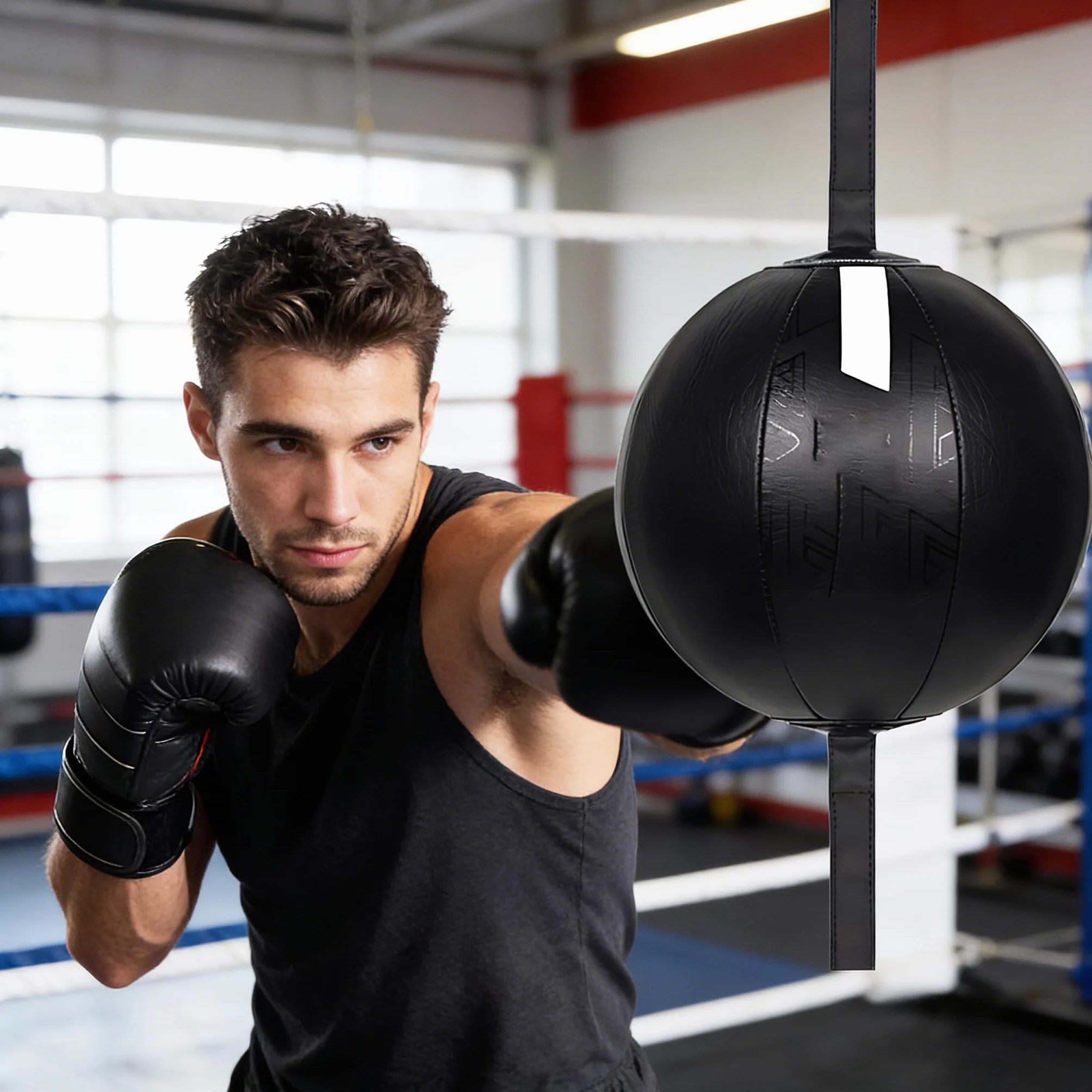 Bola de Velocidad Colgante de Boxeo con Cuerda de Amortiguación, Juego de Entrenamiento de Doble Extremo
