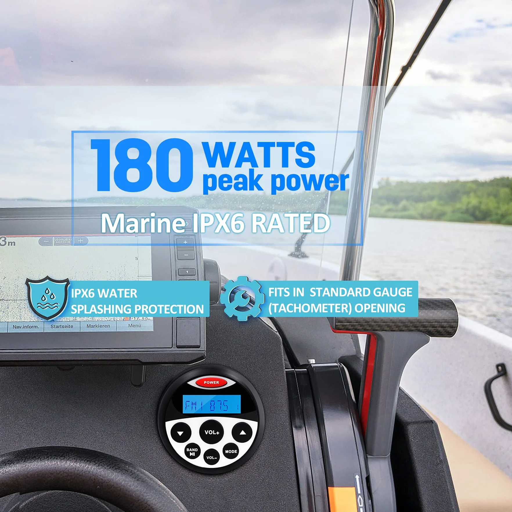 Receptor estéreo para Barcos Bluetooth 45x4W Impermeable AM FM GR304