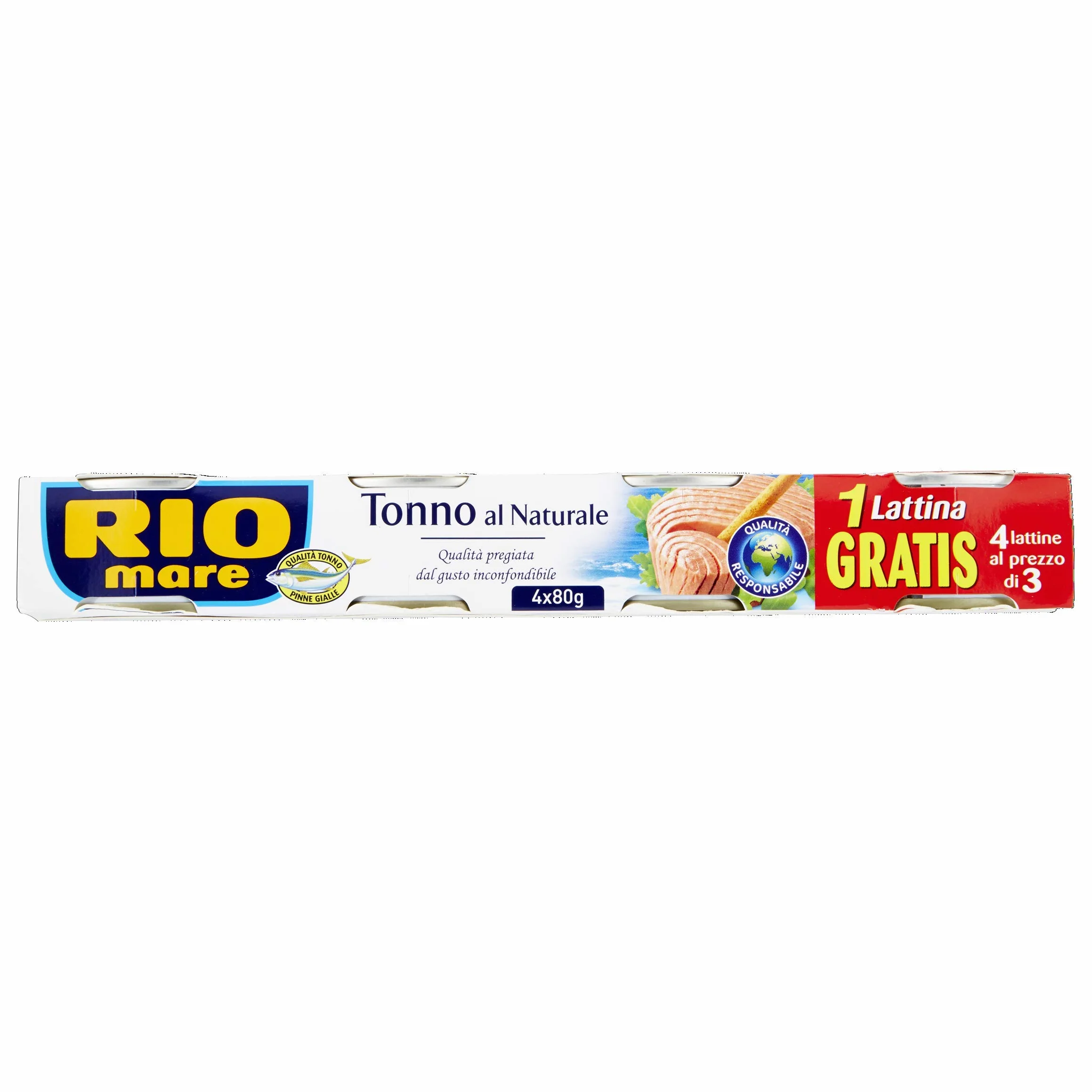 Rio Mare Aletas amarillas de atún al natural, 1% de grasa, 12 latas de 80 g