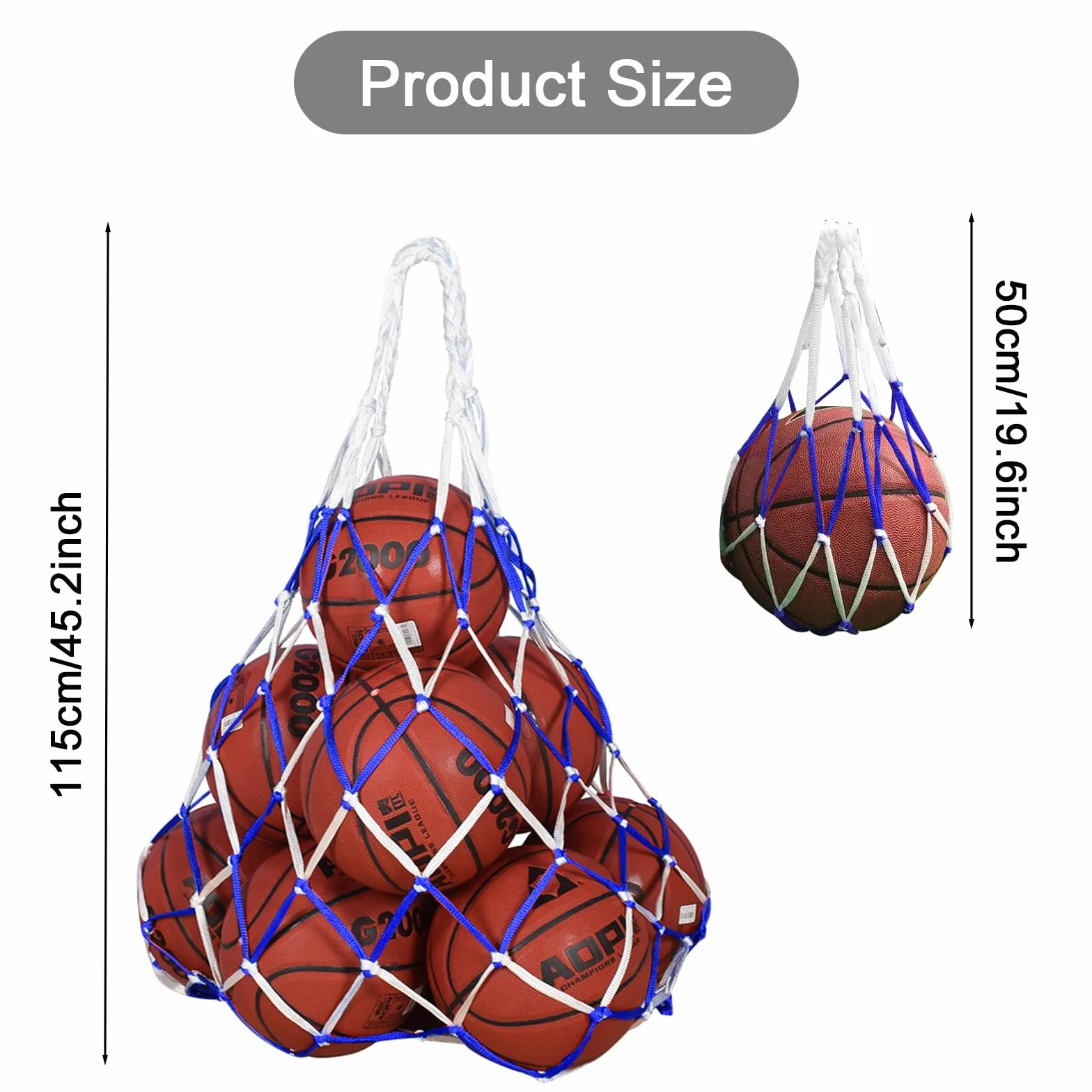 Pumuky Bolsa de Malla para Pelotas de Baloncesto Fútbol Voleibol, Red Reutilizable de Nailon con Cordón, 10-15 Bolas