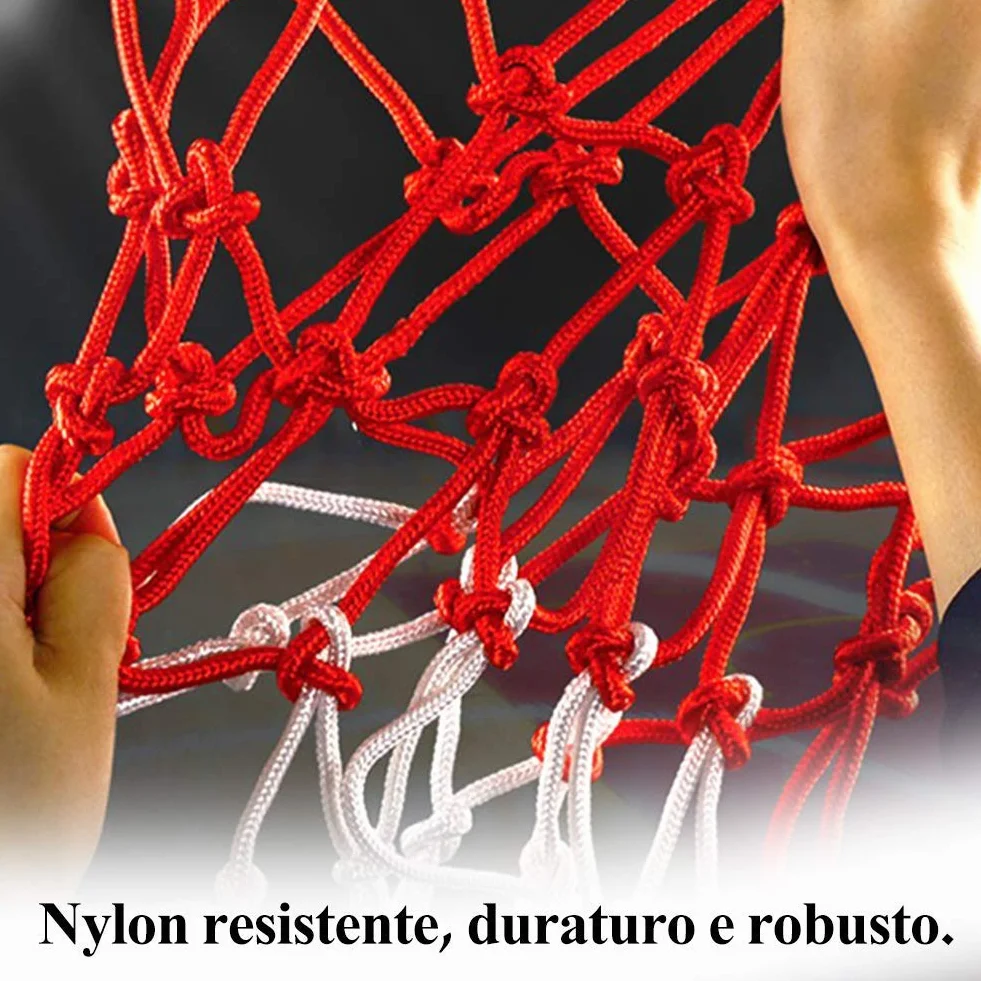 Set de 2 Red de Canasta, Red Tricolor Blanco/Azul/Rojo, Red de Baloncesto de 12 Bucle, Malla Estándar para Canasta