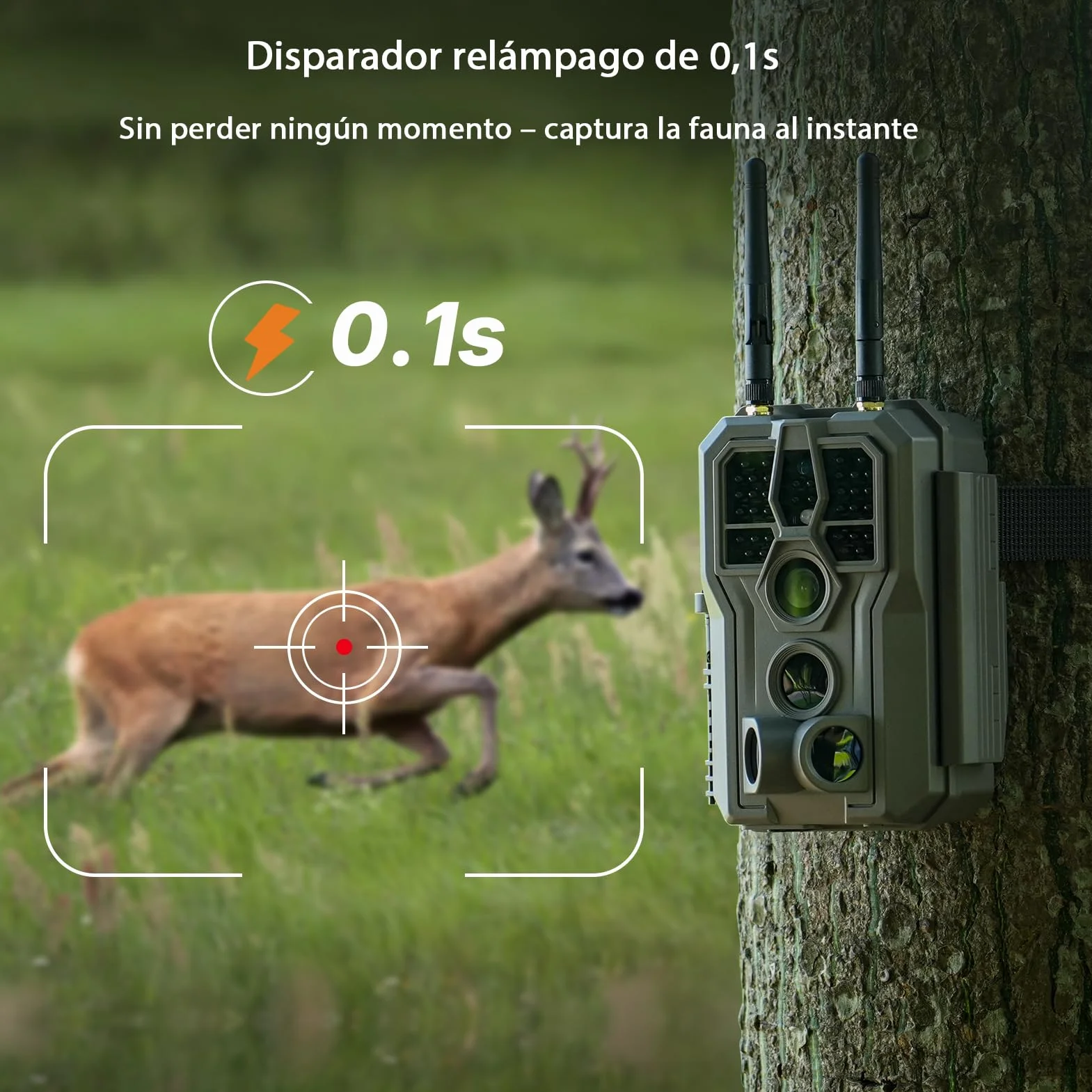 GardePro E8 2.0 Cámara de Caza WiFi Doble Antena 64MP 4K H.264 Visión Nocturna 30m IP66