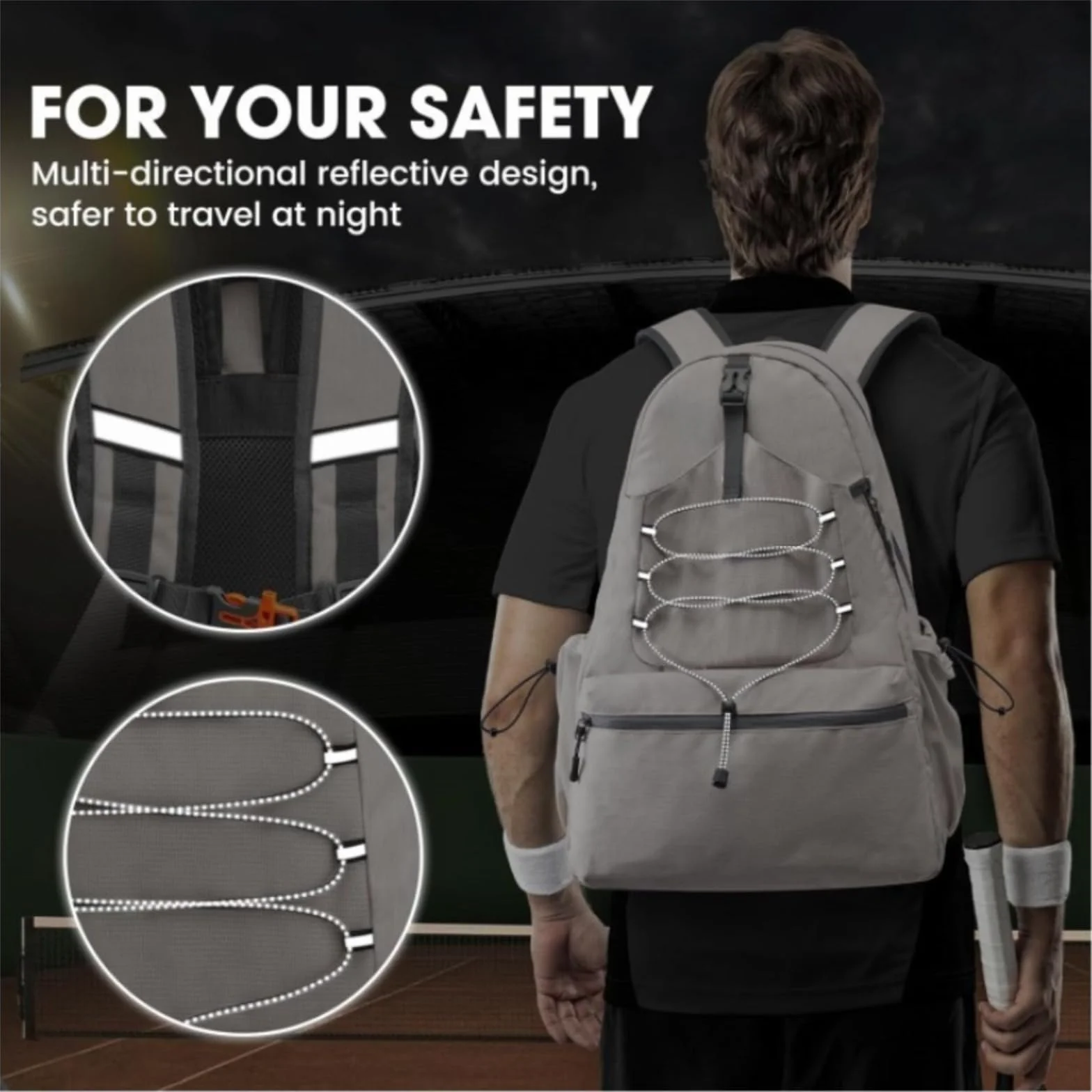 Raquetero Tenis Mochila Mujeres Hombres Bolsa Pickleball 4 Raquetas Compartimento Zapatos Impermeable