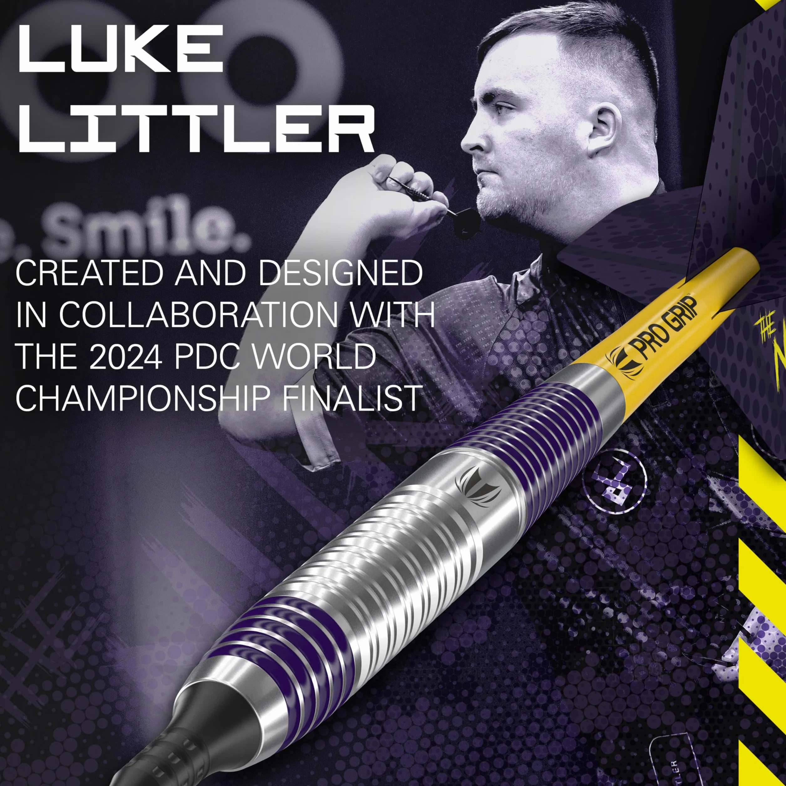 Target Darts Luke Littler Set Dardos Punta Blanda Latón 19G The Nuke Player Edition con Plumas Cañas Estuche