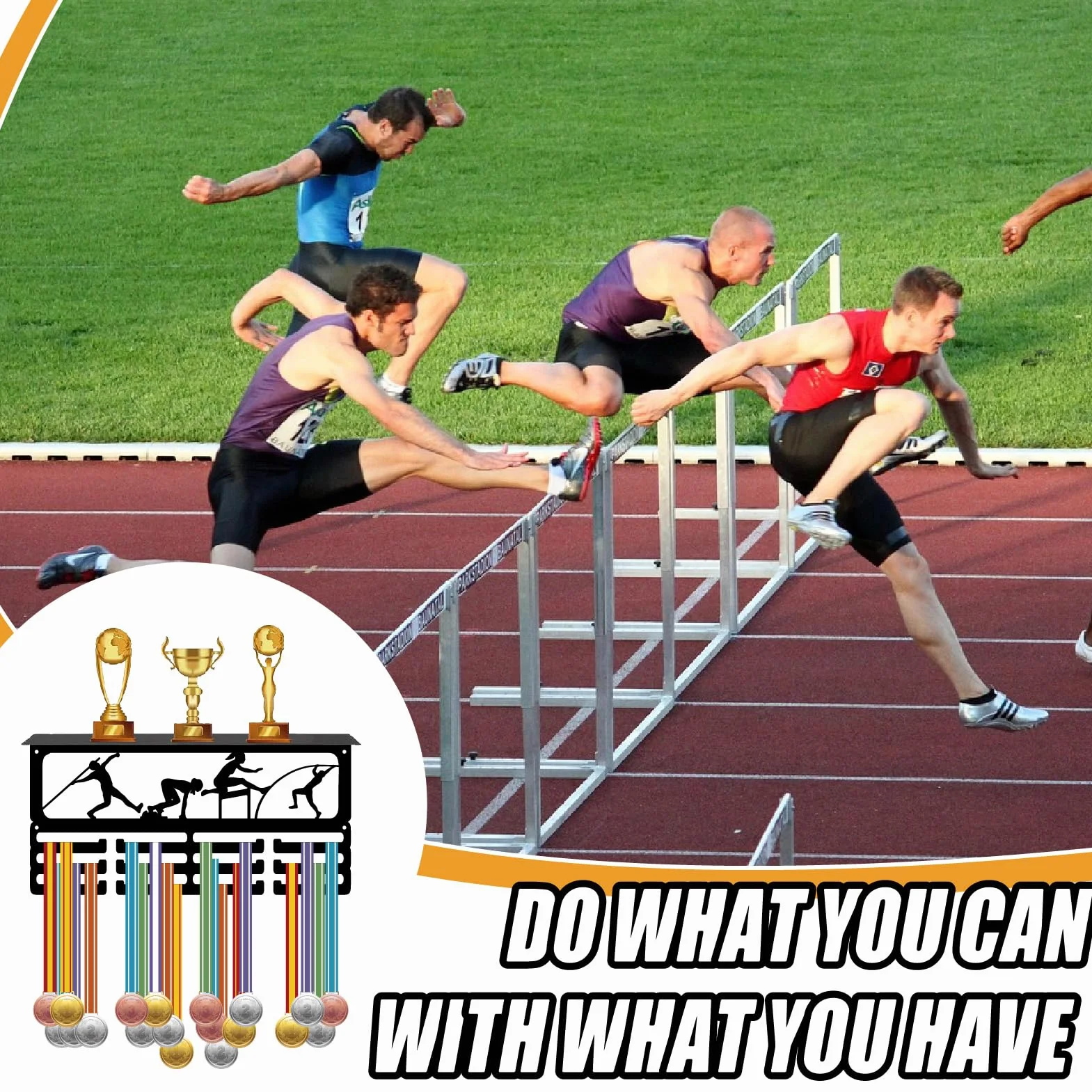 CREATCABIN Colgador de Medallas para Atletismo, Soporte para Trofeos, Estante de Hierro de 3 Niveles, Capacidad 60 Medallas, Marco de Metal Negro para Montaje en Pared