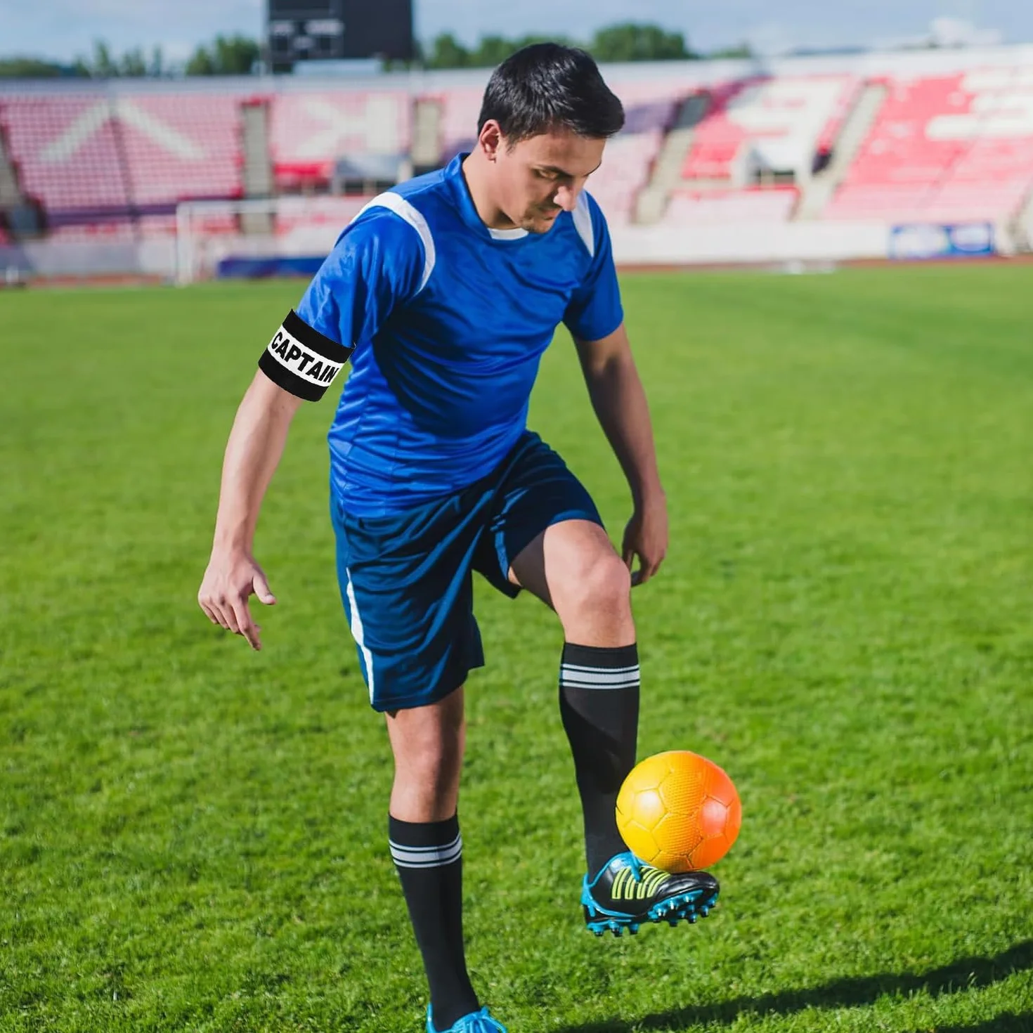 Brazaletes de capitán de fútbol ajustables elásticos ancho 8 cm transpirable paquete 3