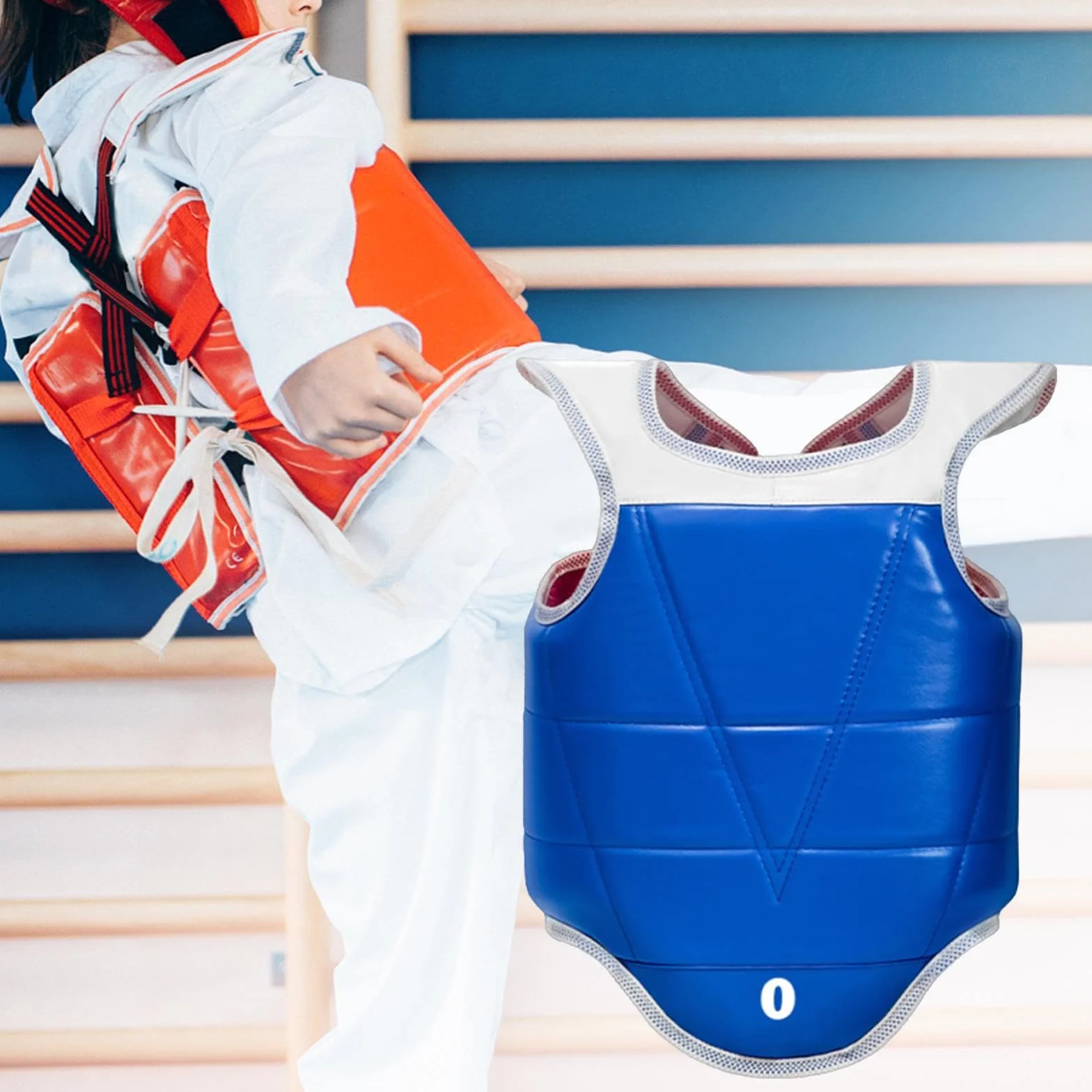 Protector de Pecho de Karate, Almohadilla de Protección PU EVA, Chaleco Reversible para Golpes Fuertes