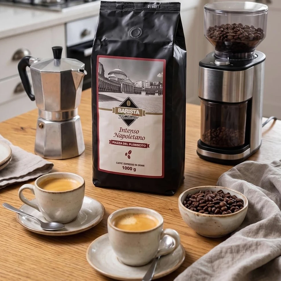Barista Italiano 2 x 1KG Café Natural En Grano - Sabor Superior (INTENSO NAPOLETANO)