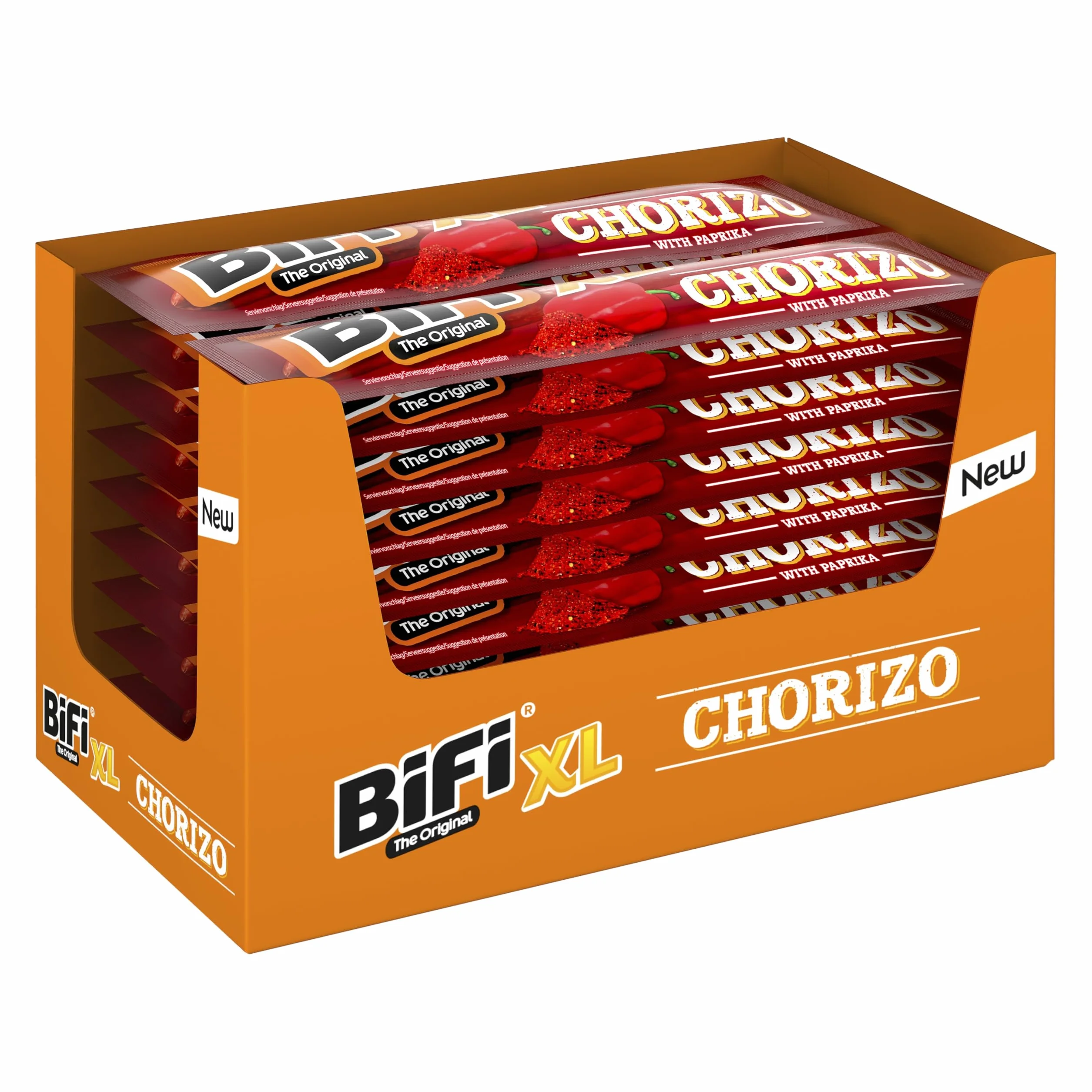 BiFi Chorizo XL Sticks - Pack 20 x 26 g, palitos de chorizo con pimentón, chile y ajo