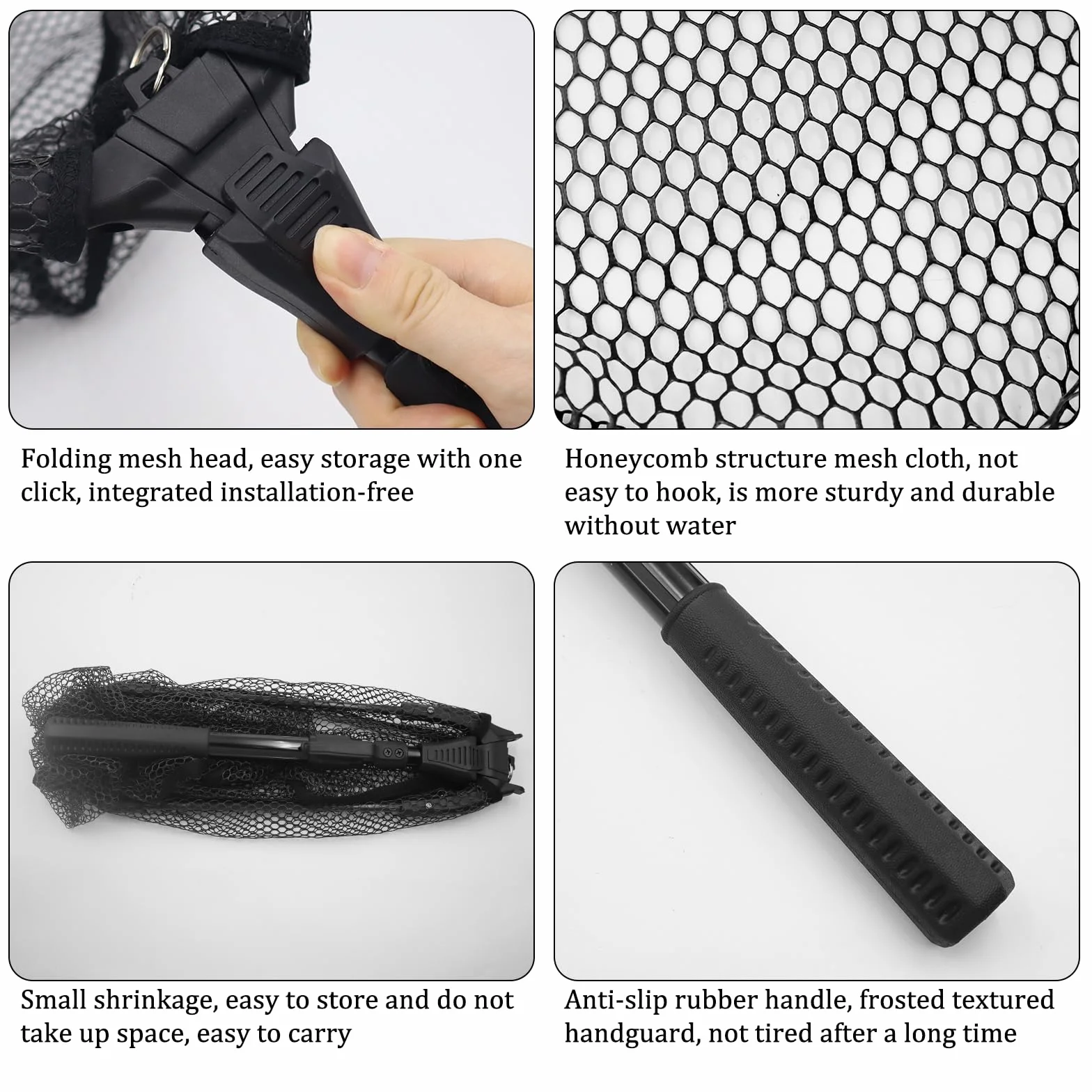 Réd De Pesca Telescópica, Red de Pésca Plegable Triangular, Sacaderas de Pesca con Mango Antideslizante Negro