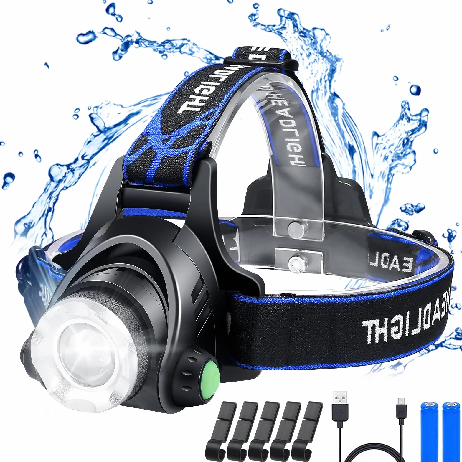 Flintronic Linterna Frontal Recargable IPX6 USB Super Bright 3 Modos Faro Giratorio 90° Camping