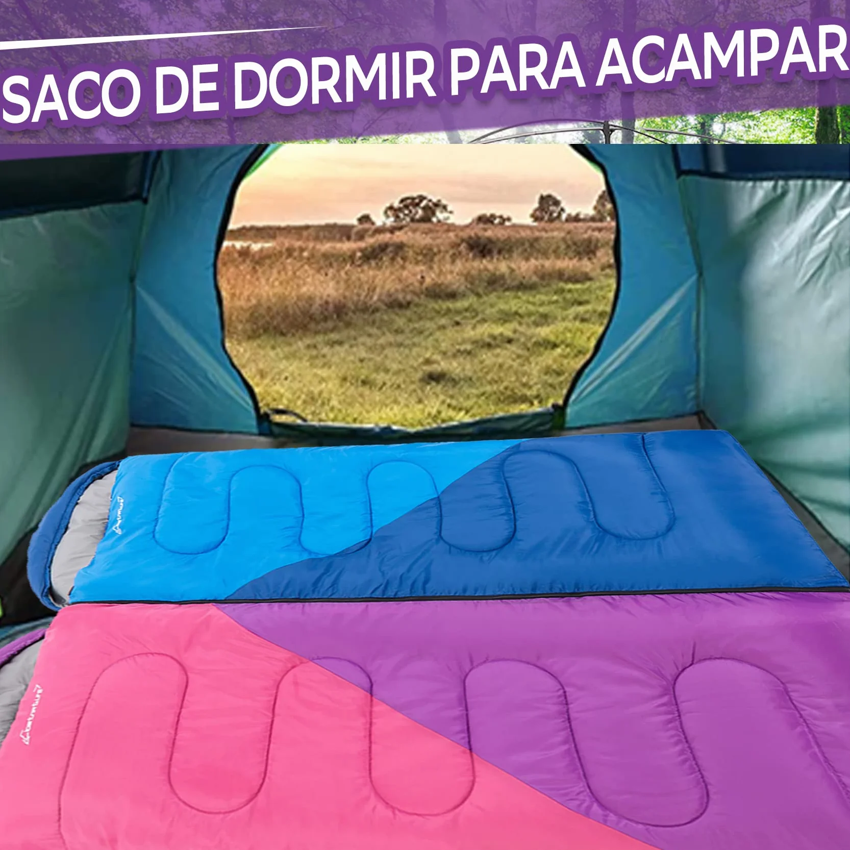 Clostnature Saco de Dormir Ligero para Acampar - Saco de Dormir Rectangular Casual al Aire Libre con Tamaño de Paquete Pequeño para Adultos, Mujeres, Senderismo de Deportes (Cremallera Izquierda)