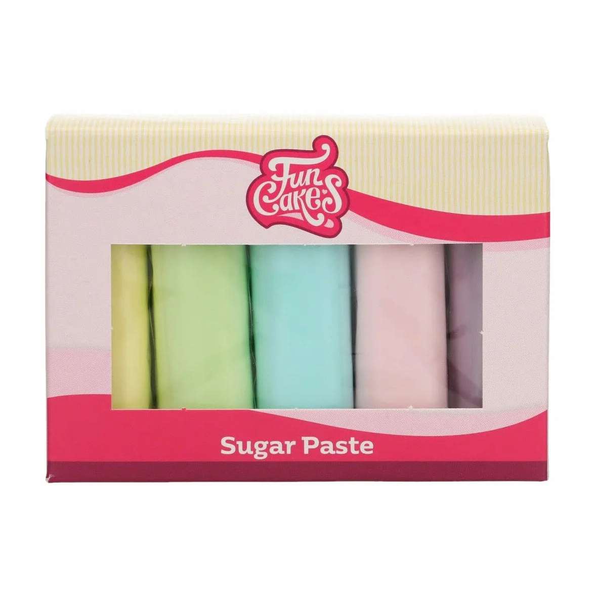 FunCakes Paquete múltiple de fondant : fácil de usar, liso, flexible, suave y maleable, para decorar tartas, halal, kosher y sin gluten. 5 colores pastel, 100 g