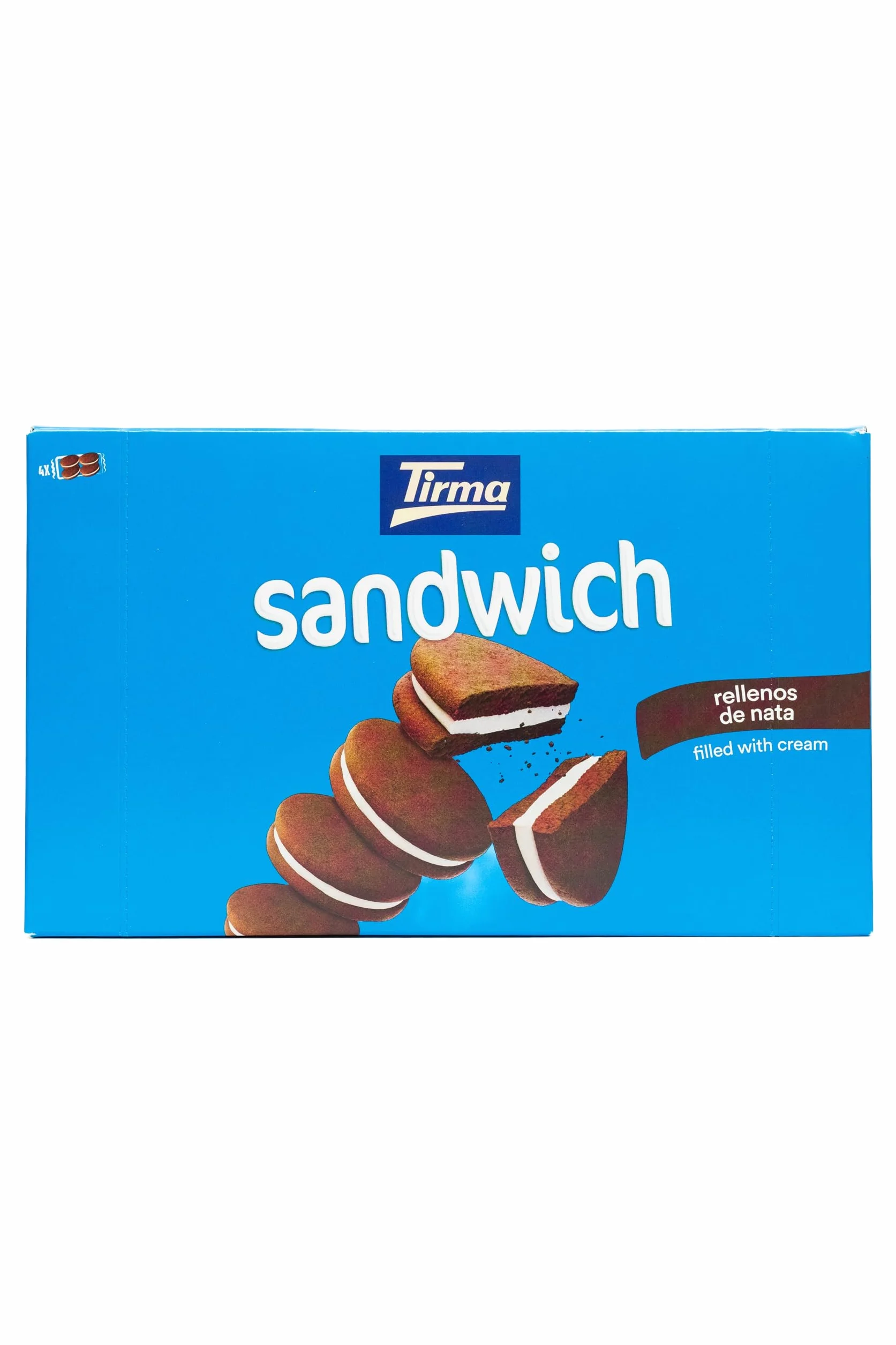 Tirma Sándwich de Galleta al Cacao con Relleno de Nata – 4 Packs de 45 g (Estuche de 180 g) | Galletas Dulces | Snack de Cacao y Nata | Ideal para Merienda y Tentempiés