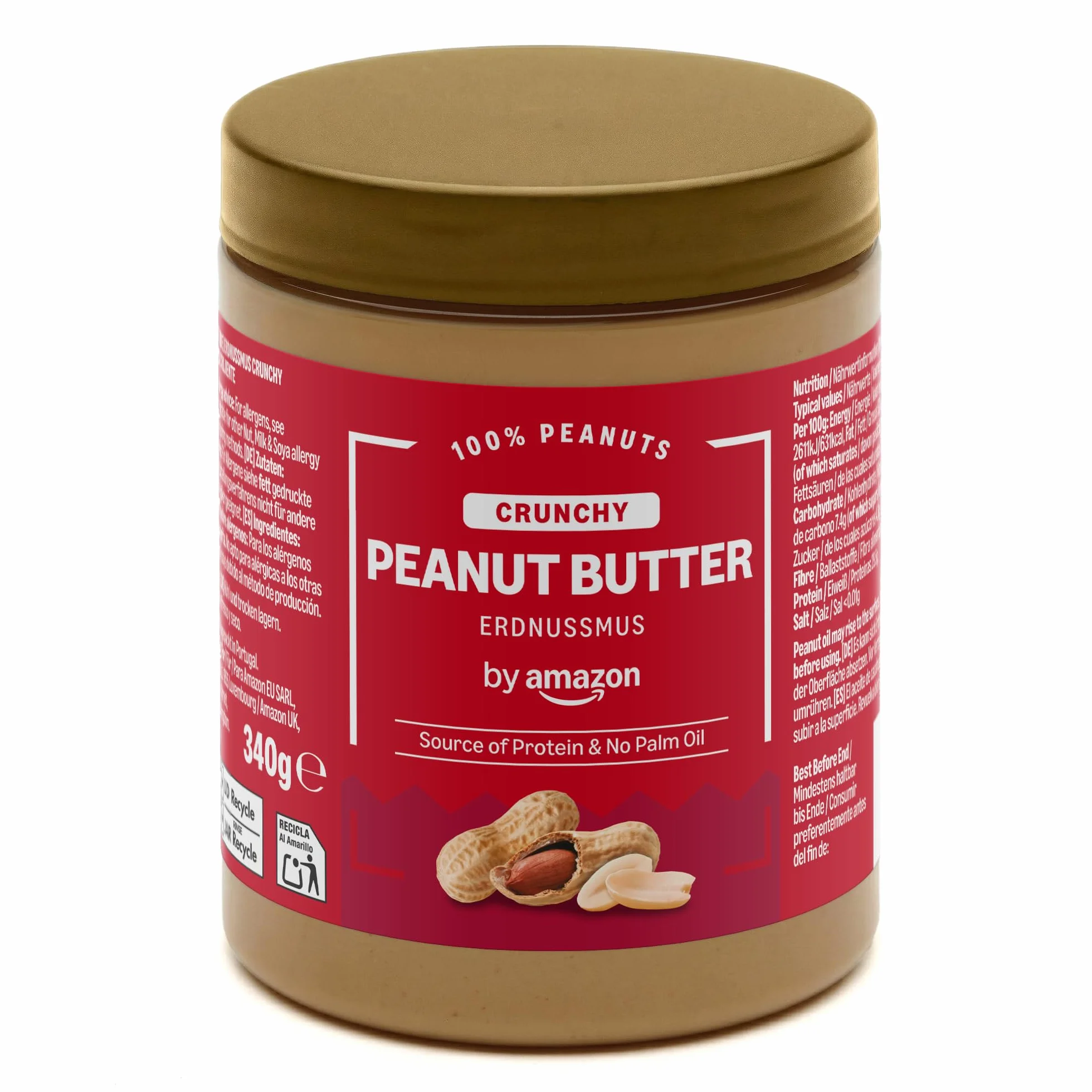 by Amazon Crema De Cacahuete Crujiente, 340g