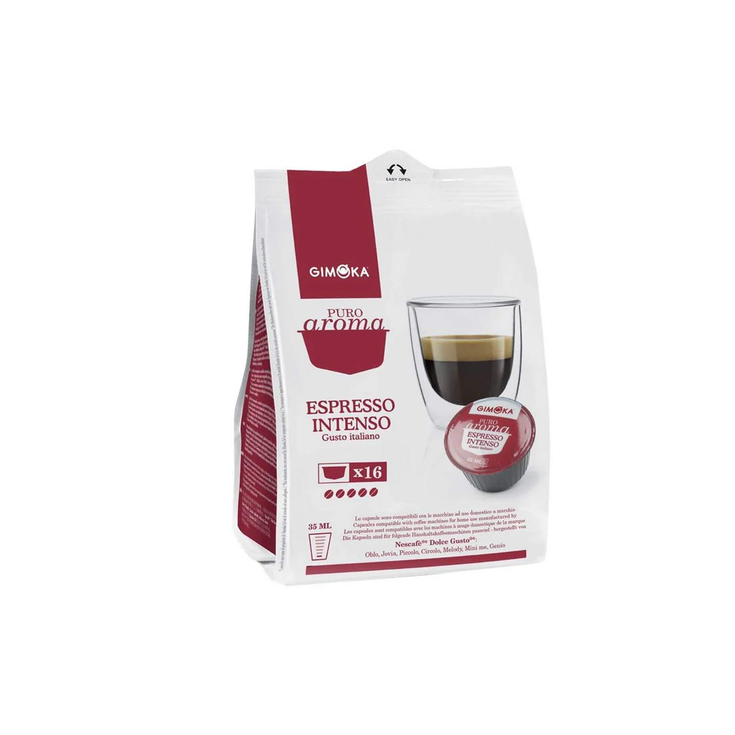 Gimoka Puro Aroma Espresso Intenso, Gusto Italiano, Café, Cápsulas de Café Nescafé Dolce Gusto Compatible, Rojo, 160 Cápsulas