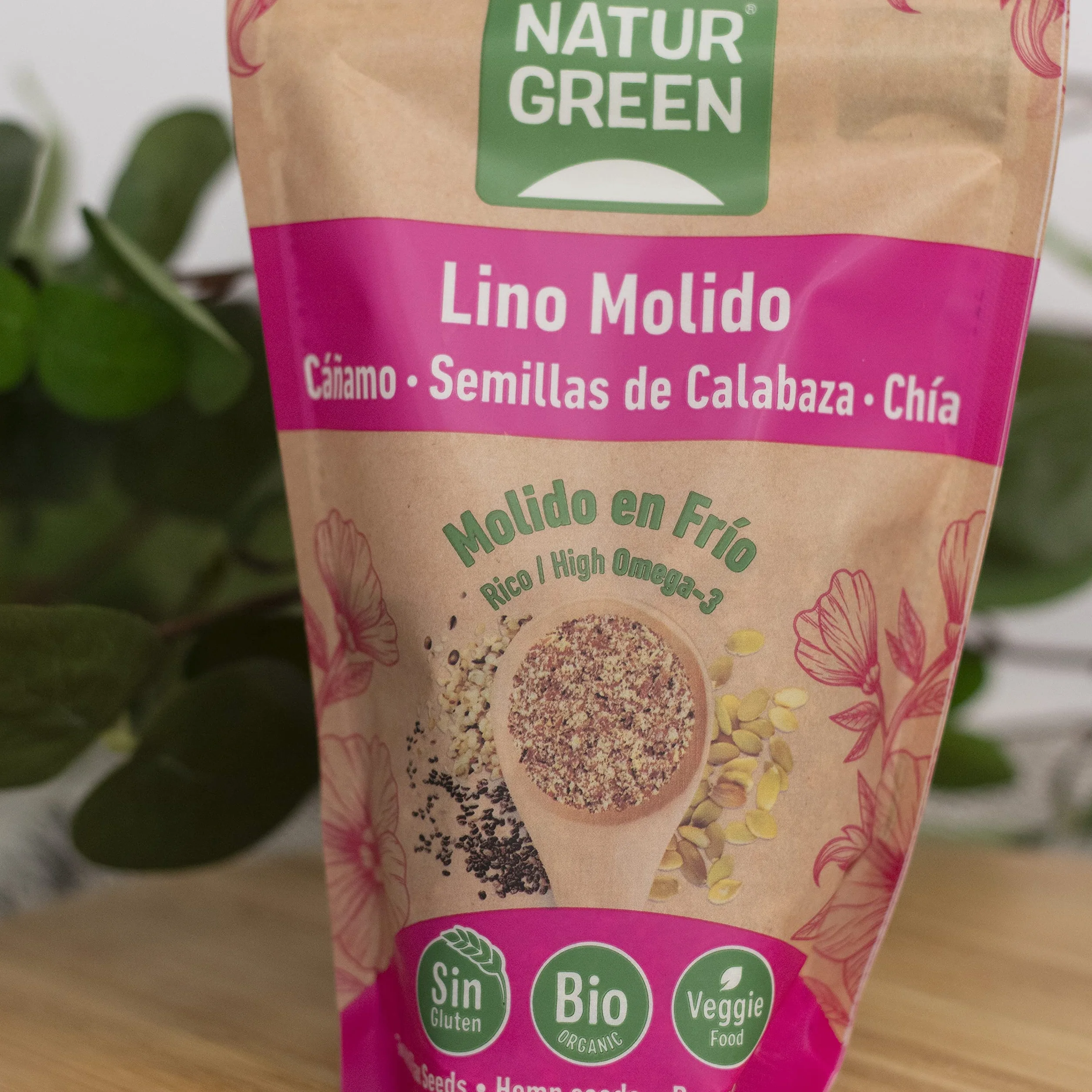 NaturGreen Semillas de Lino Cáñamo Calabaza y Chía Molidas en Frío Omega 3 Ecológico 225 g