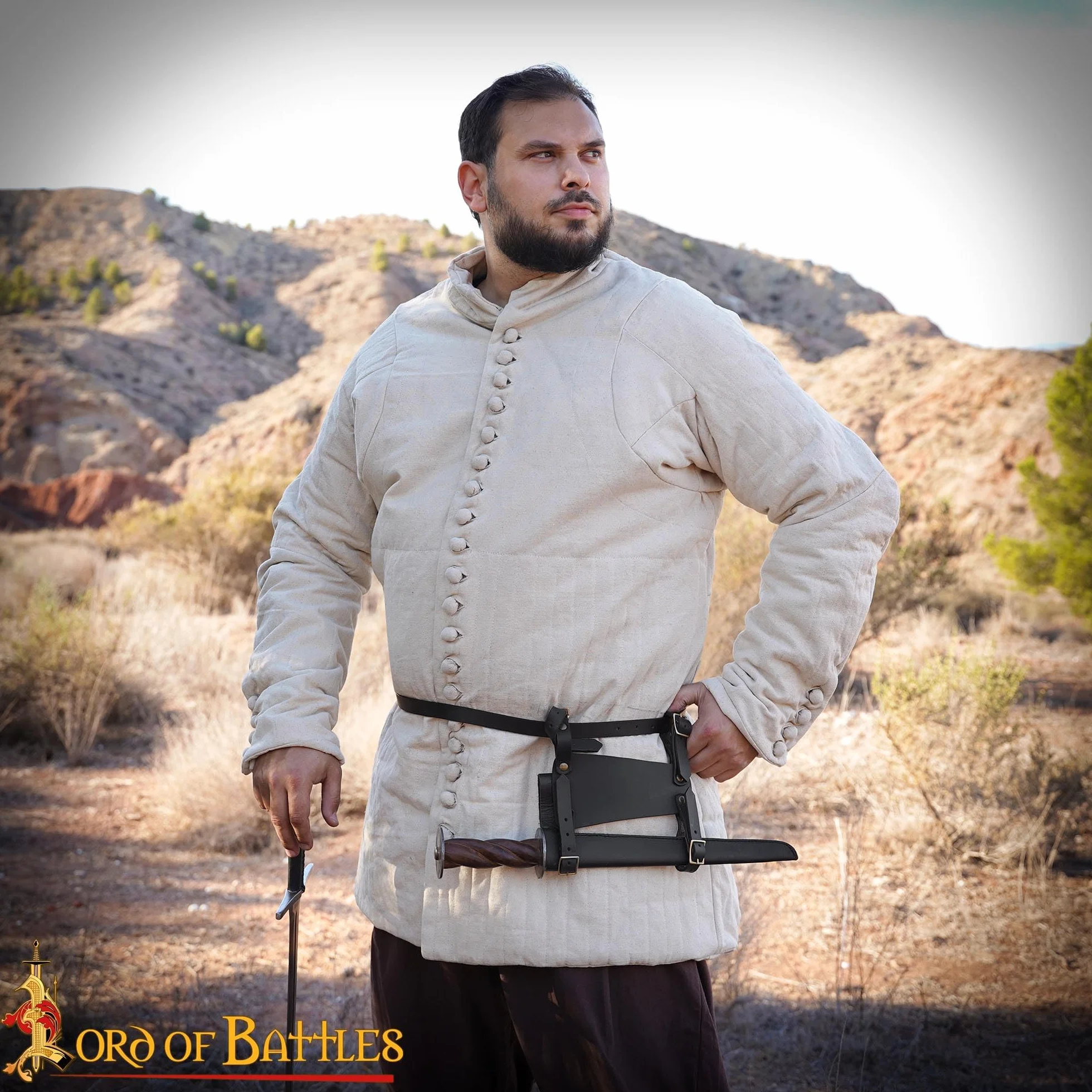 Medieval Gambeson Real Armor Abrigo acolchado grueso lona algodón tres capas