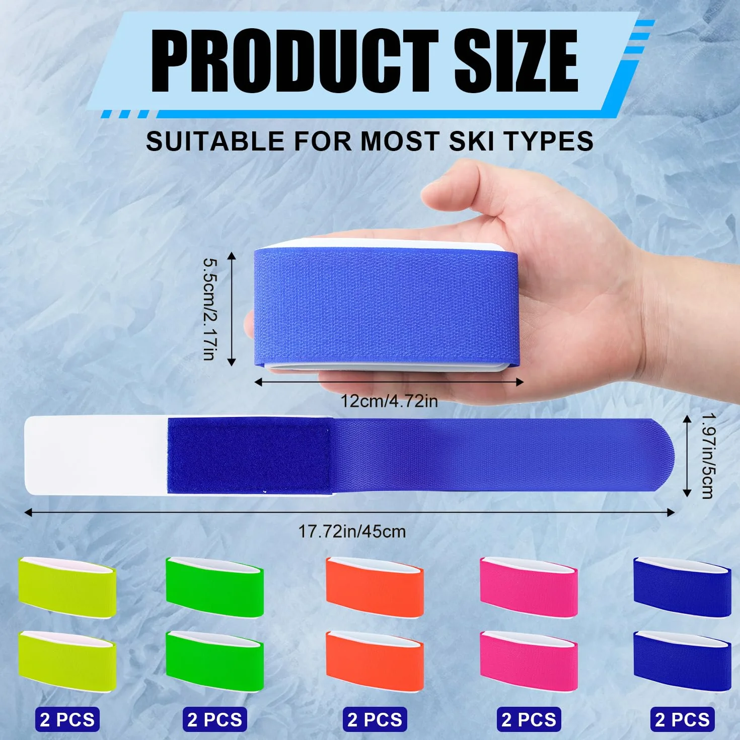 Correas de esquí ajustables, Lazos EVA, Cinta de sujeción para esquí (10 uds, Multicolor)
