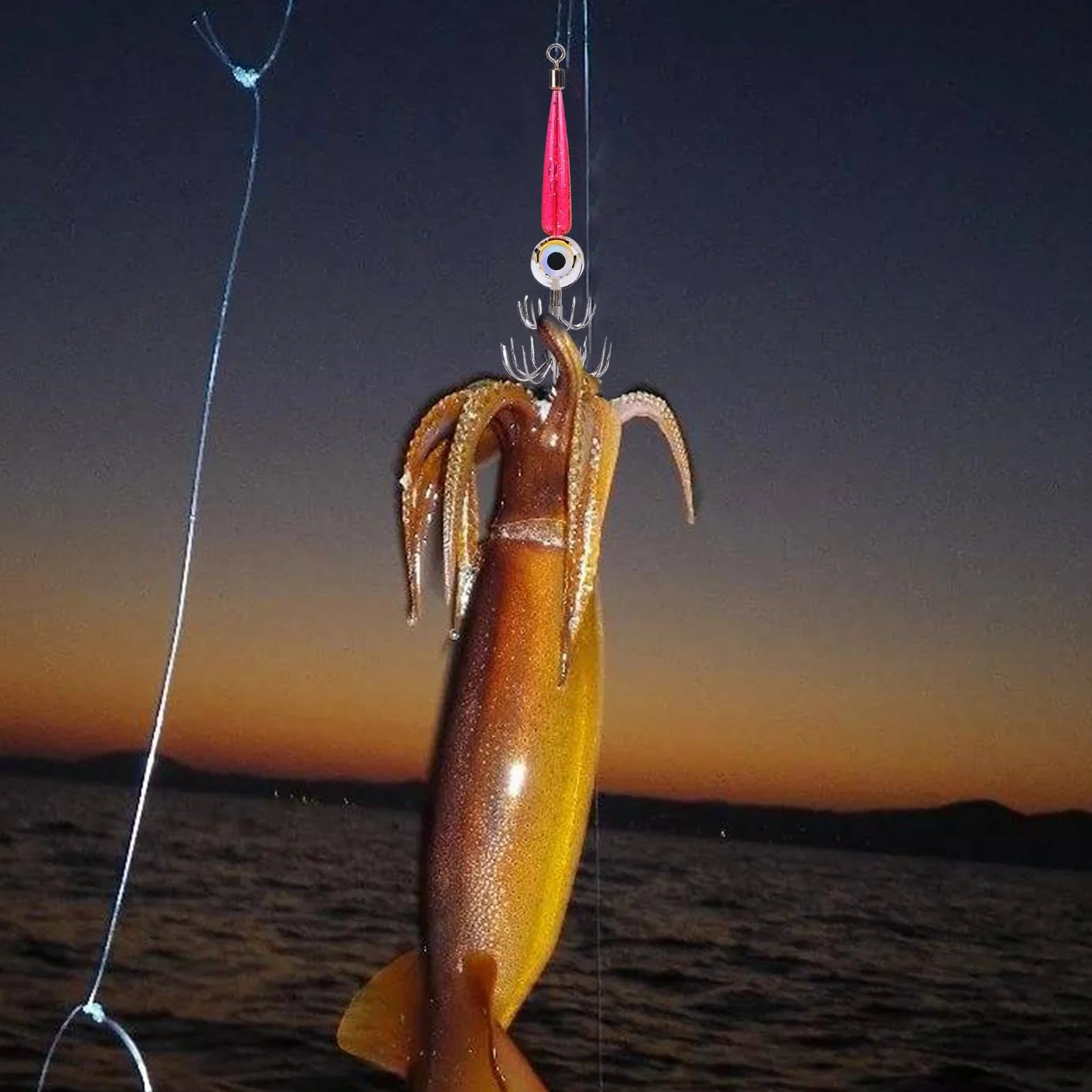 Camarones Luminosos Calamar Jig Señuelos De Pesca En El Mar con Luz LED Impermeable