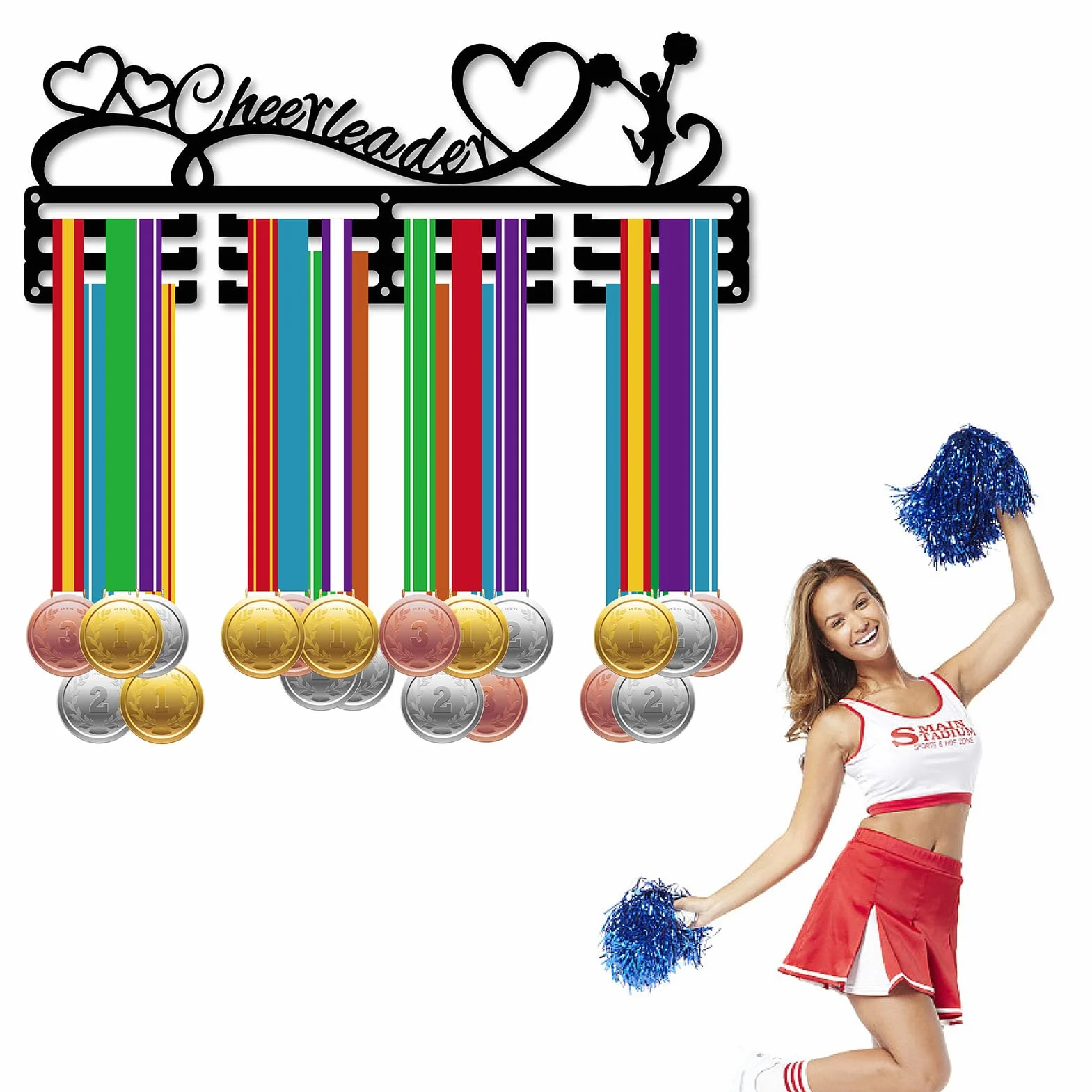 CREATCABIN Colgador Medallas Animadora Soporte Pared Hierro 40x15cm Metal