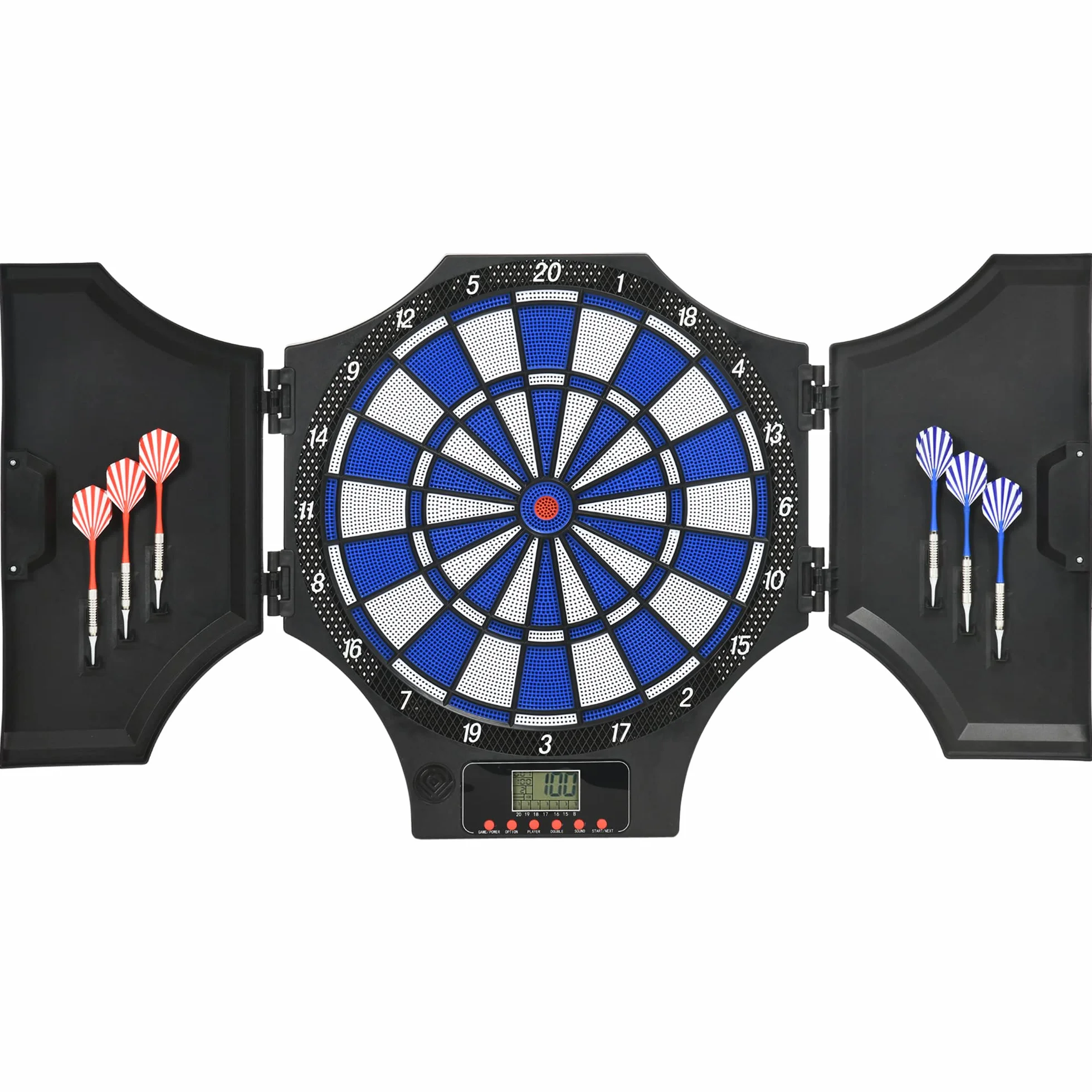 SPORTNOW Diana Electrónica Plegable 31 Juegos 285 Programas 8 Jugadores Juego de Dardo Electrónico 6 Dardos Pantalla LCD 83x45x4 cm Negro