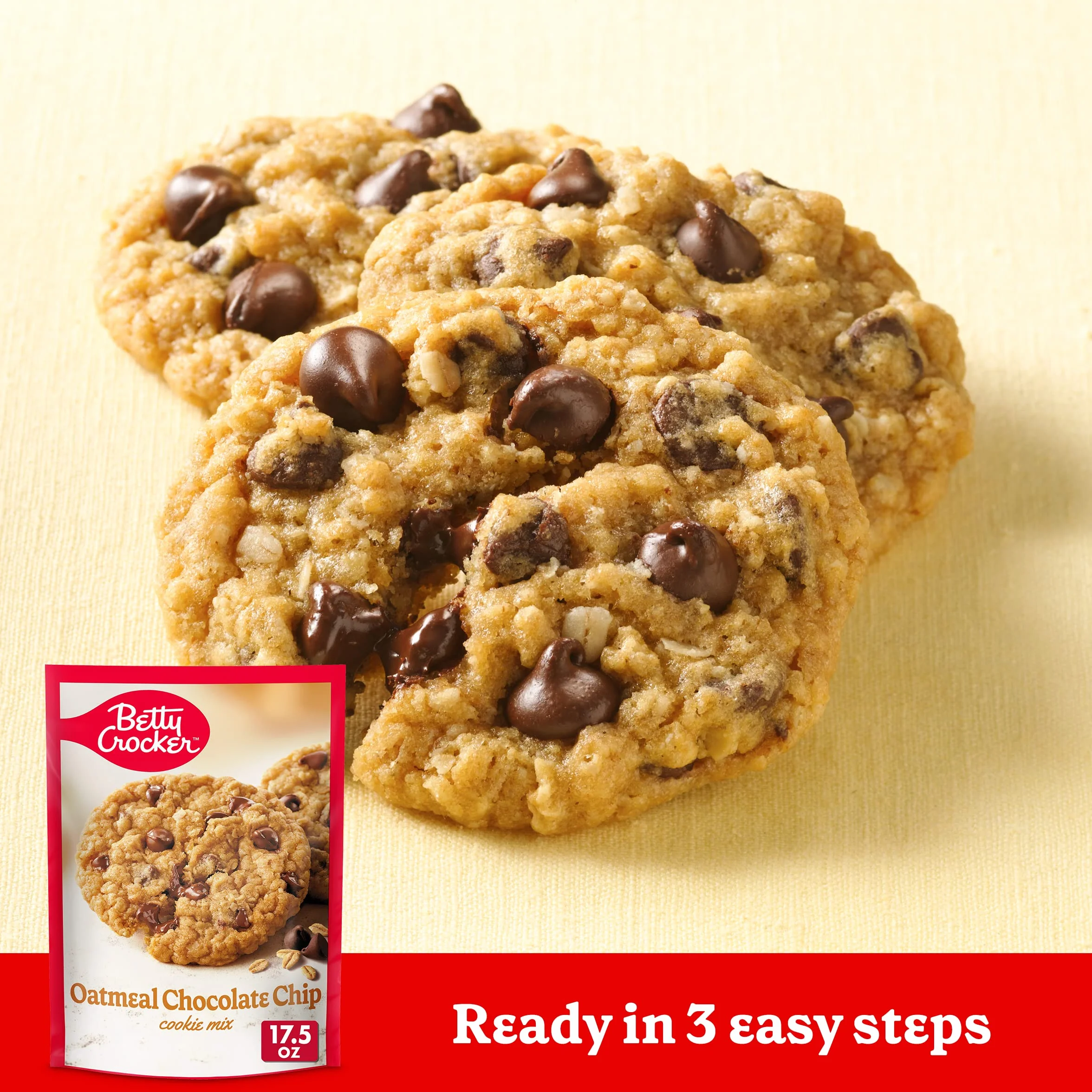 Betty Crocker Mezcla de galletas con chispas de chocolate y avena, 17.4 onzas Betty Crocker