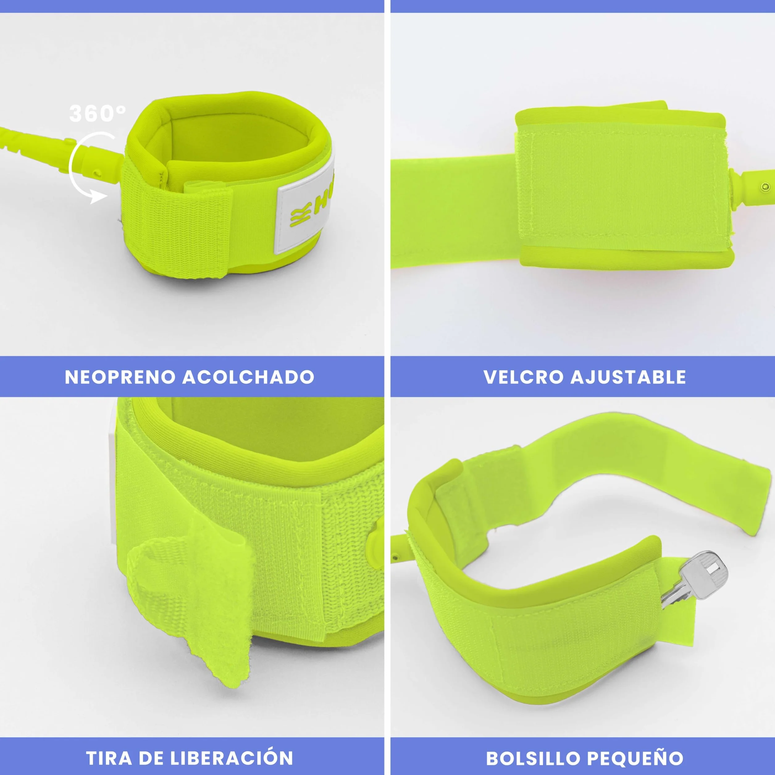 HUIIKE Leash Paddle Surf Ajustable en Espiral Giro 360º Accesorios SUP Correa Stand Up Paddle Board