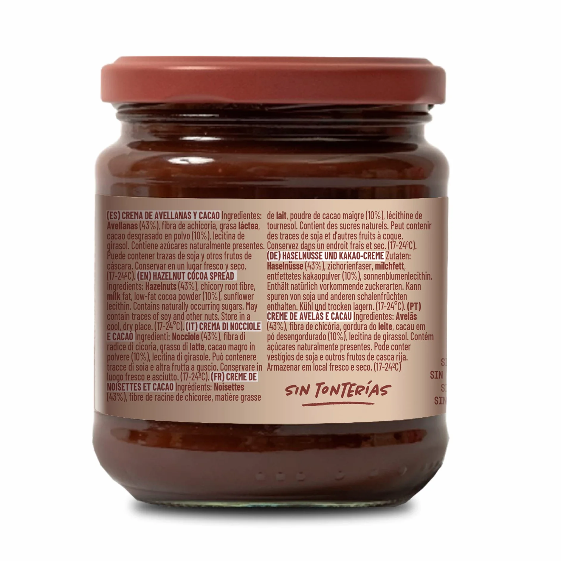 NATRULY Crema de Avellanas y Cacao Sin Azúcar y Sin Edulcorantes, con Fibra de Achicoria, 43% Avellana (Pack 2 * 285g)