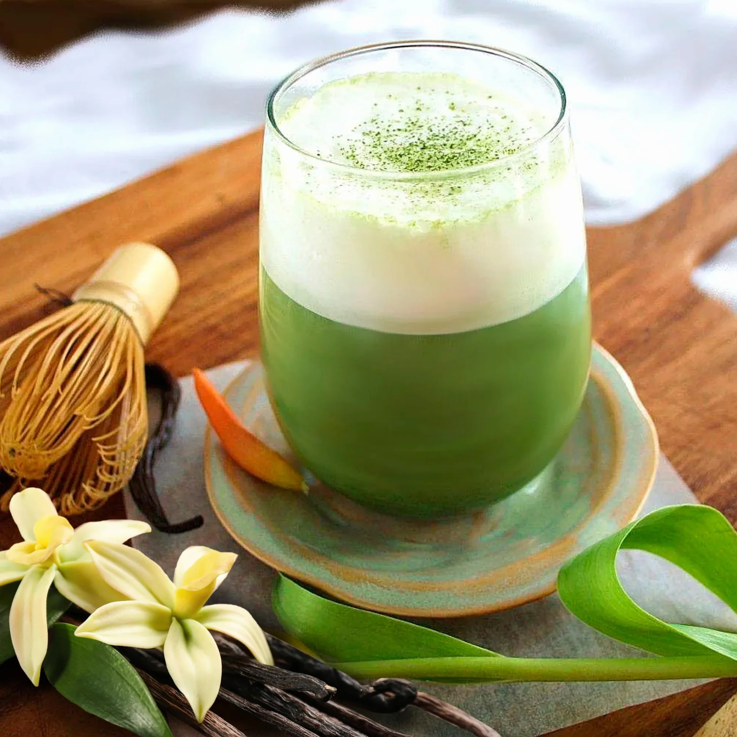 NATUR WASSY Te Matcha VAINILLA, Grado PREMIUM, En Polvo. 100% Natural. 100Gr De Te Verde Matcha Sabor a Vainilla, Potente Detox Y Antioxidante. 100 Dosis