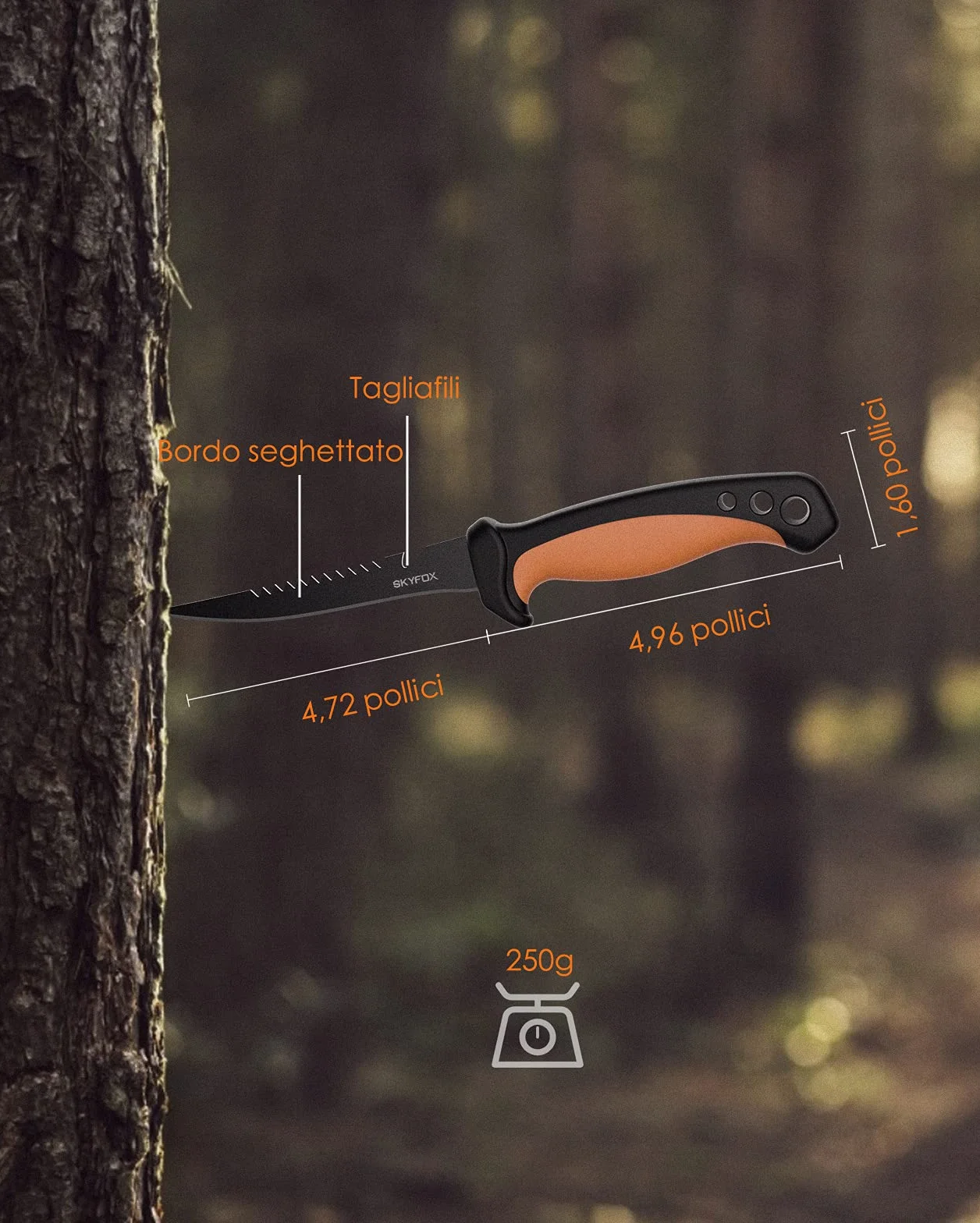 SkyFox Cuchillo de filete de pesca 5 pulgadas acero inoxidable G4412 unidades