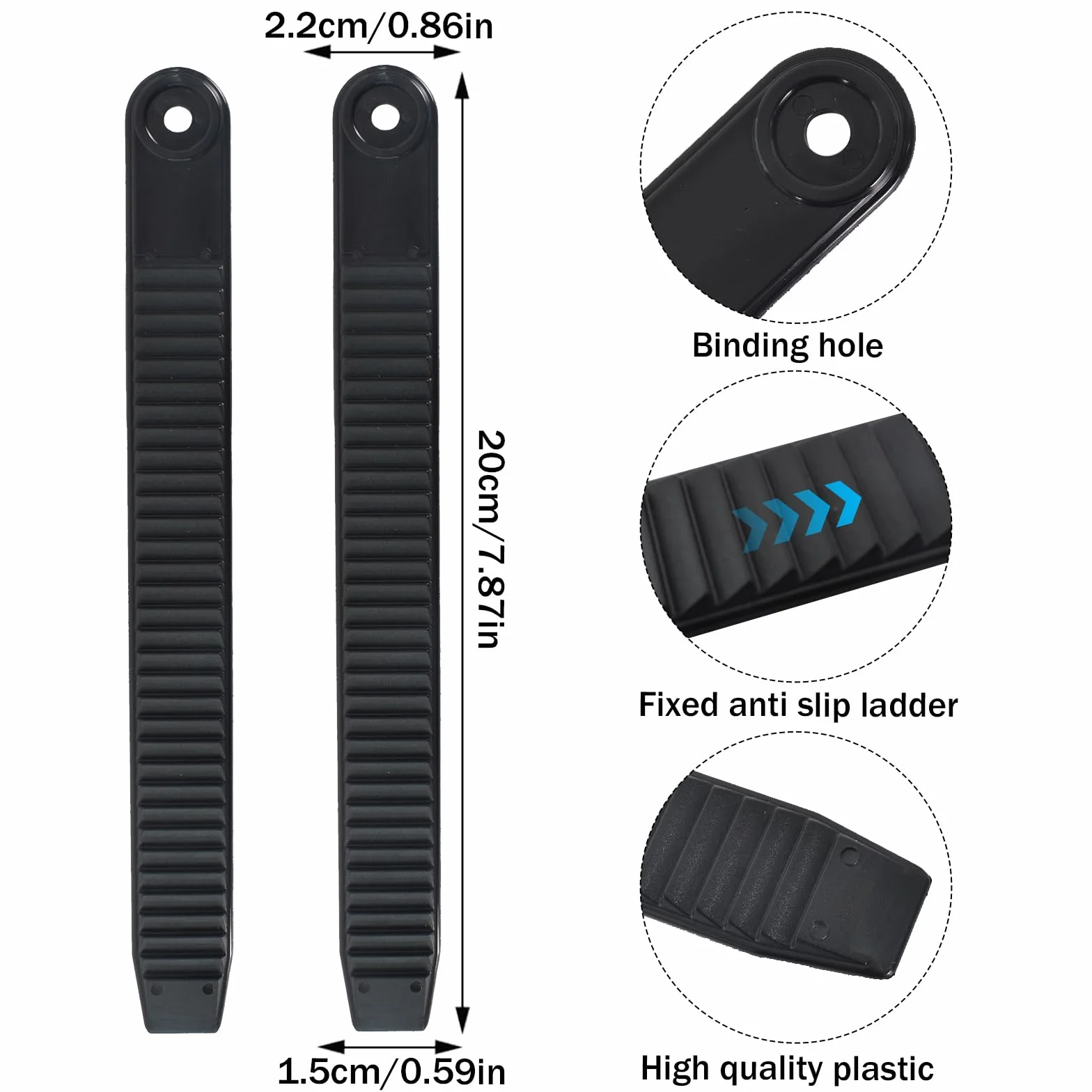 Correas de tobillo para snowboard de repuesto, 20 cm, negro