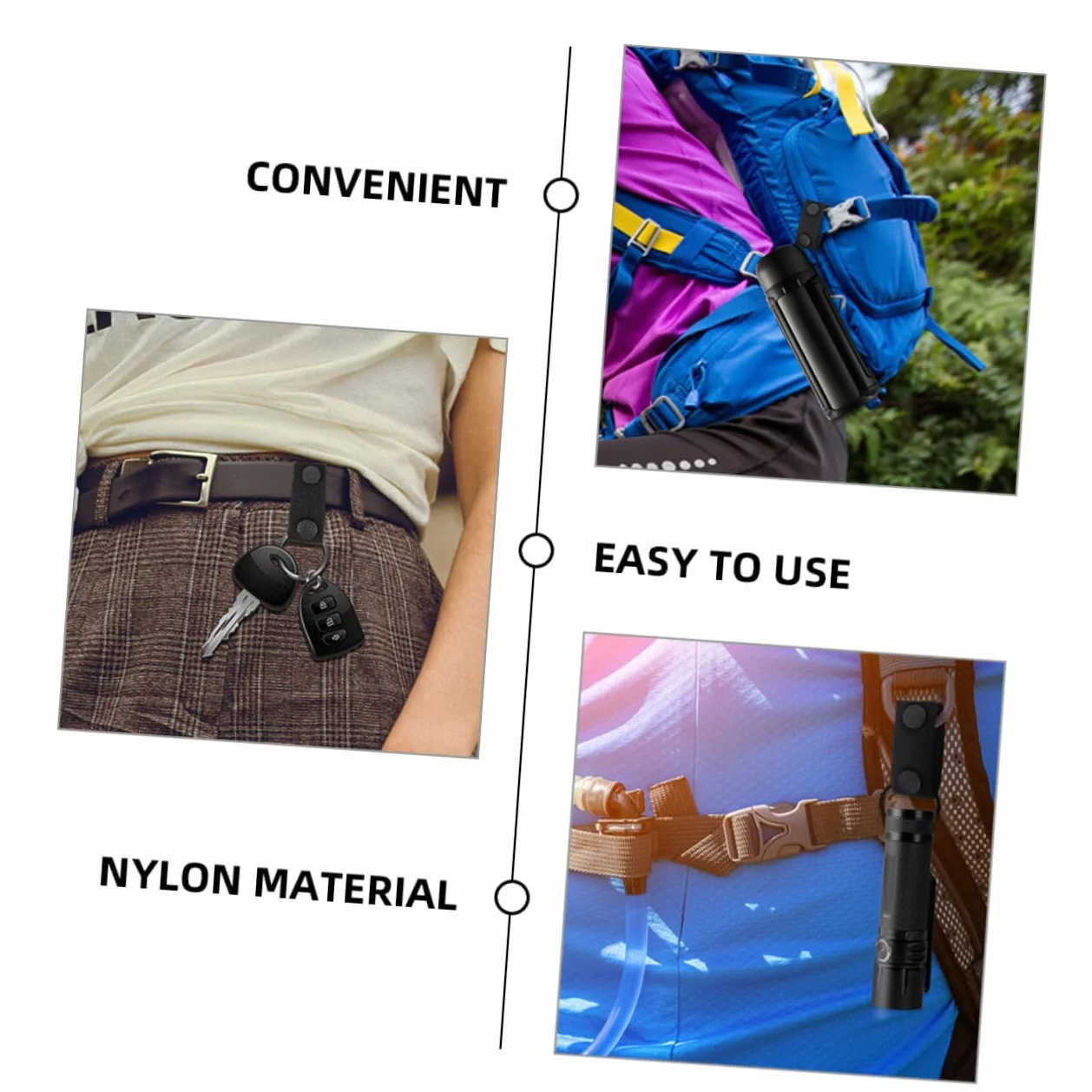 YARNOW Sujetadores De Cinturón De Servicio 19x2,5 Cm Negros, Pack De 6 Unidades, Nailon Resistentes para Mochila