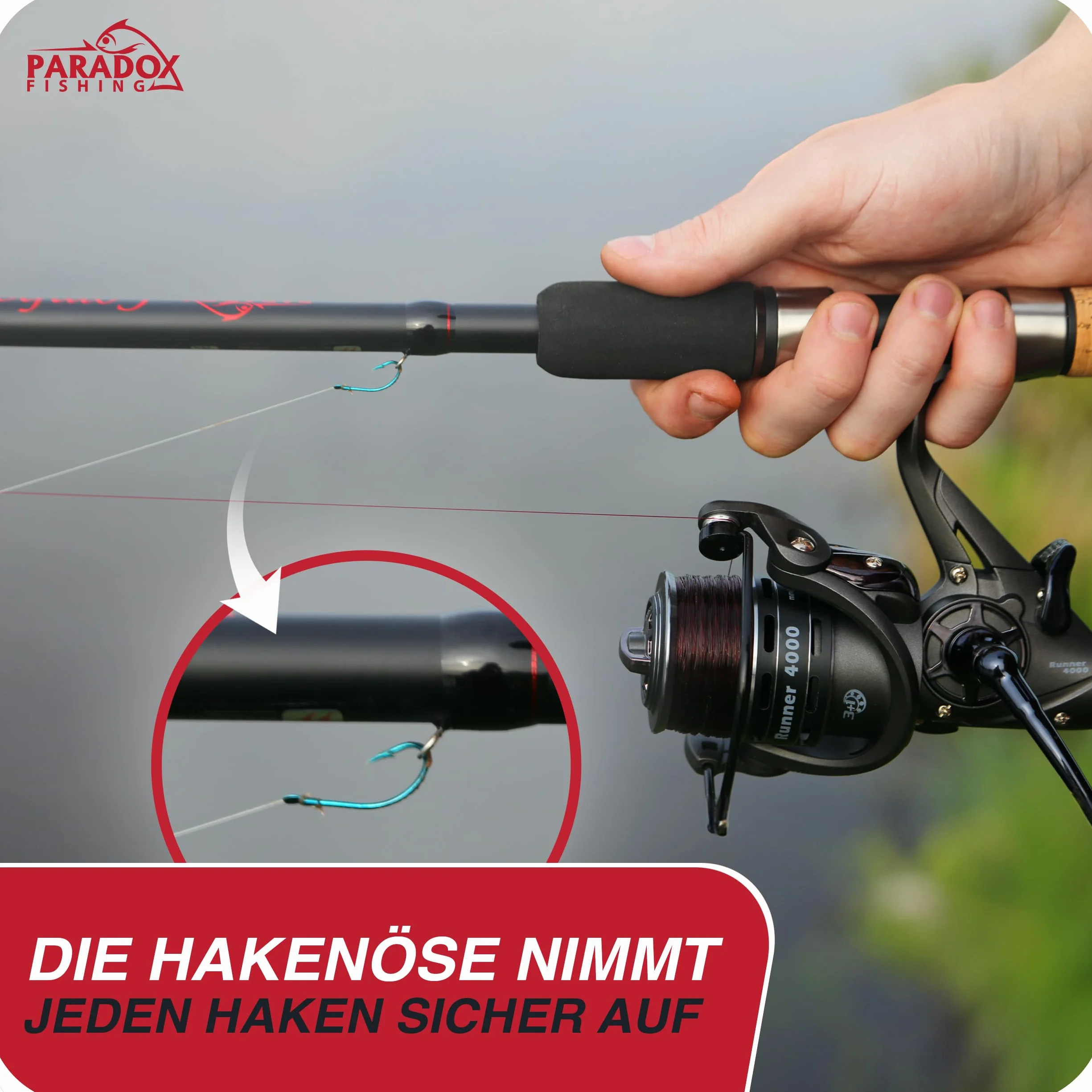 Paradox Fishing Caña de pescar 3,3 m 90 g 3,6 m 120 g con cesta de alimentación